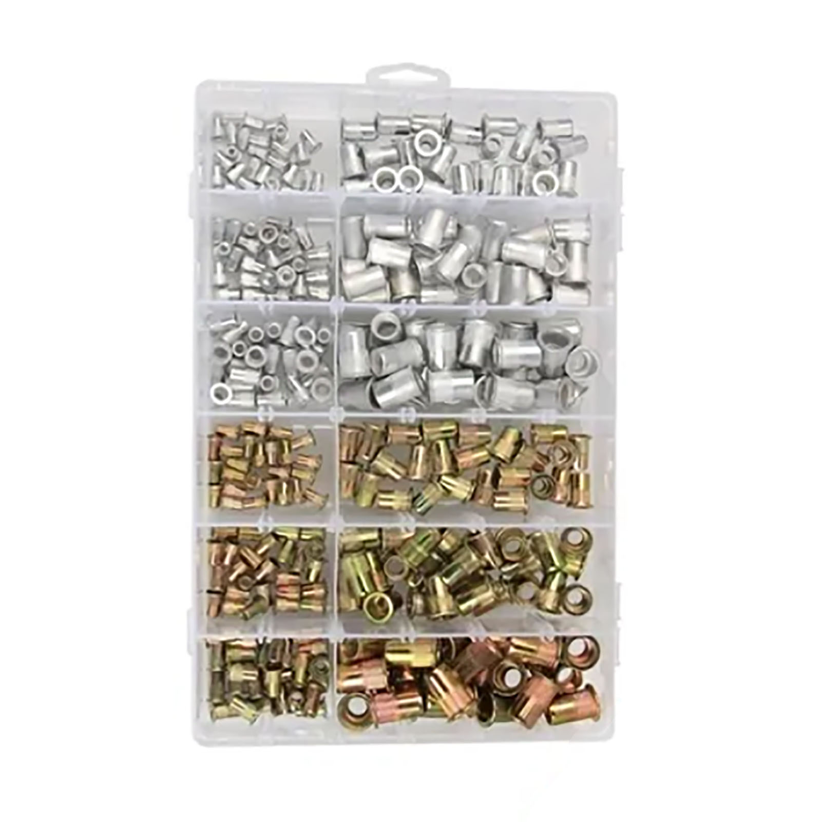 300-teiliges Nietmuttern-set M3 M4 M5 M6 M8 M10, Farbig Verzinkt Und Mit Aluminium-flachkopfgewindeeinsatz