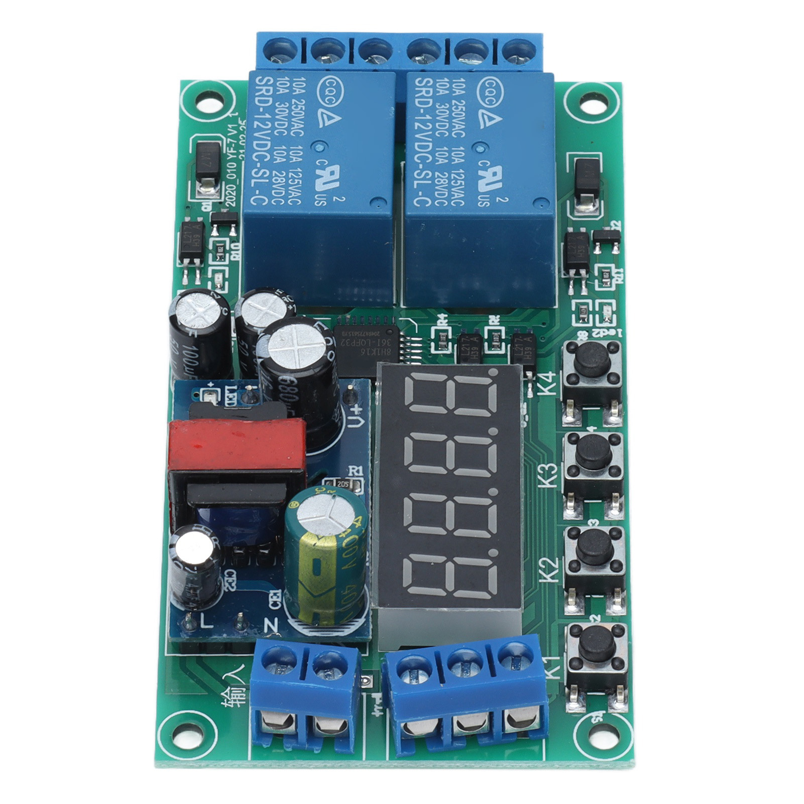 2-kanal-zeitverzögerungsrelaismodul, Digitale Impulstrigger-zyklustimer-steuerplatine, 220 V Ac, Yf-7