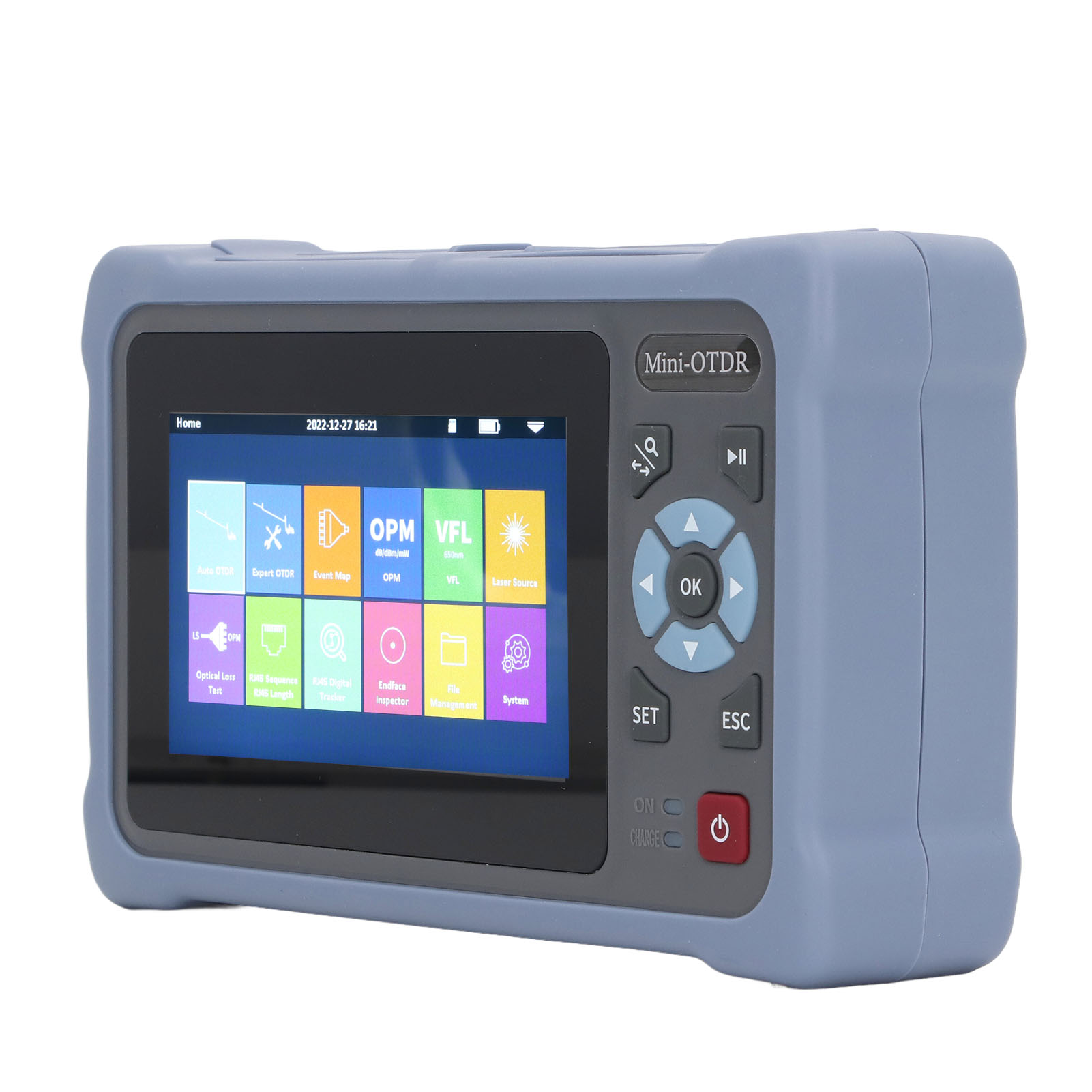 Optisches Zeitbereichsreflektometer (otdr) 100 Km 12-in-1-glasfaserkabeltester Mit 4,3-zoll-touchscreen, 110–240 V Eu-stecker
