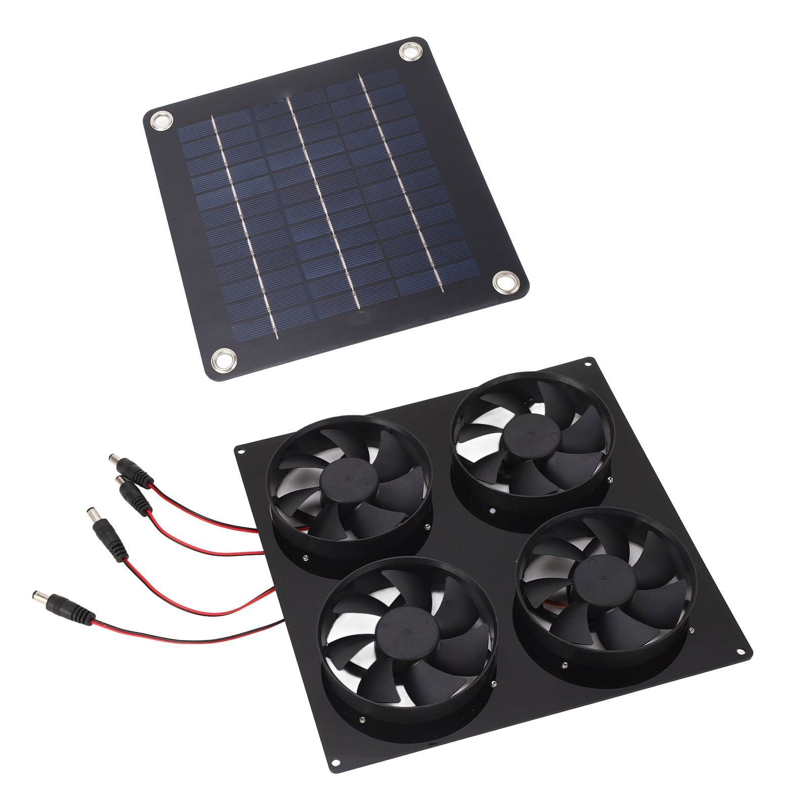 Solarpanel-lüfterset Mit 4 Anschlüssen, Solar-belüftungsgerät Für Den Außenbereich, Z. B. Für Tierhäuser, Ipx7 Wasserdicht, 5–12 V