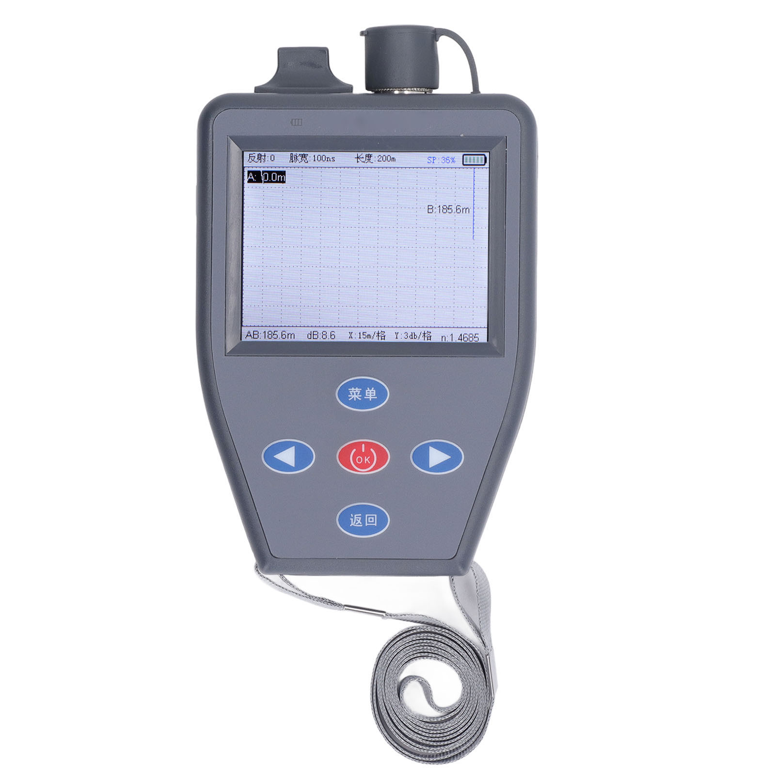 Optisches Zeitbereichsreflektometer (otdr) 4-in-1-glasfasertester/leistungsmesser (vfl) Mit Eu-stecker (100–240 V)