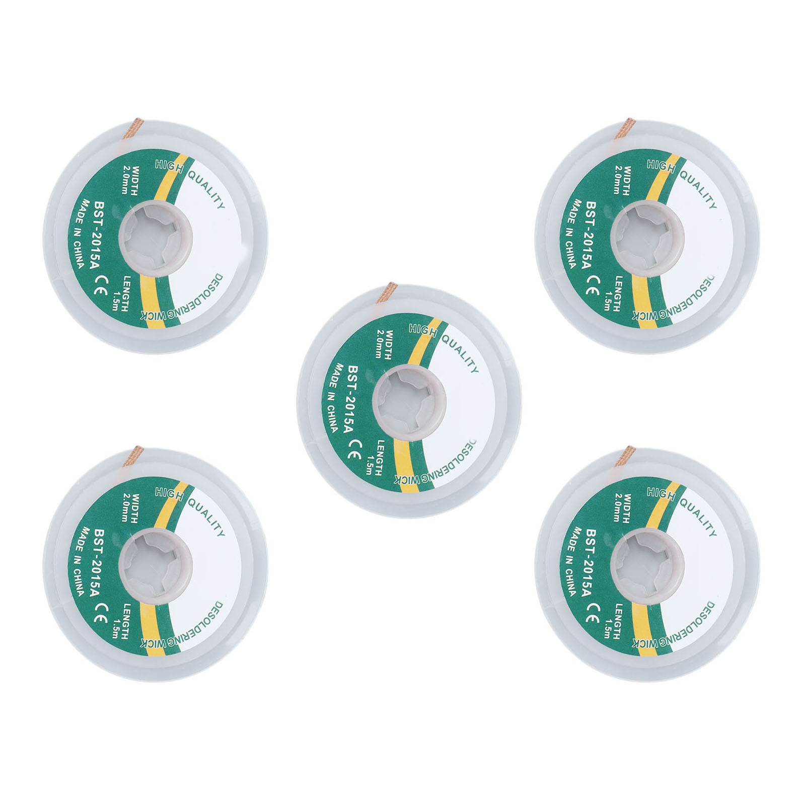 5-teiliges Set Entlötlitze Aus Kupferlegierung Zum Entfernen Von Lötzinnresten (1,5–3,5 Mm)