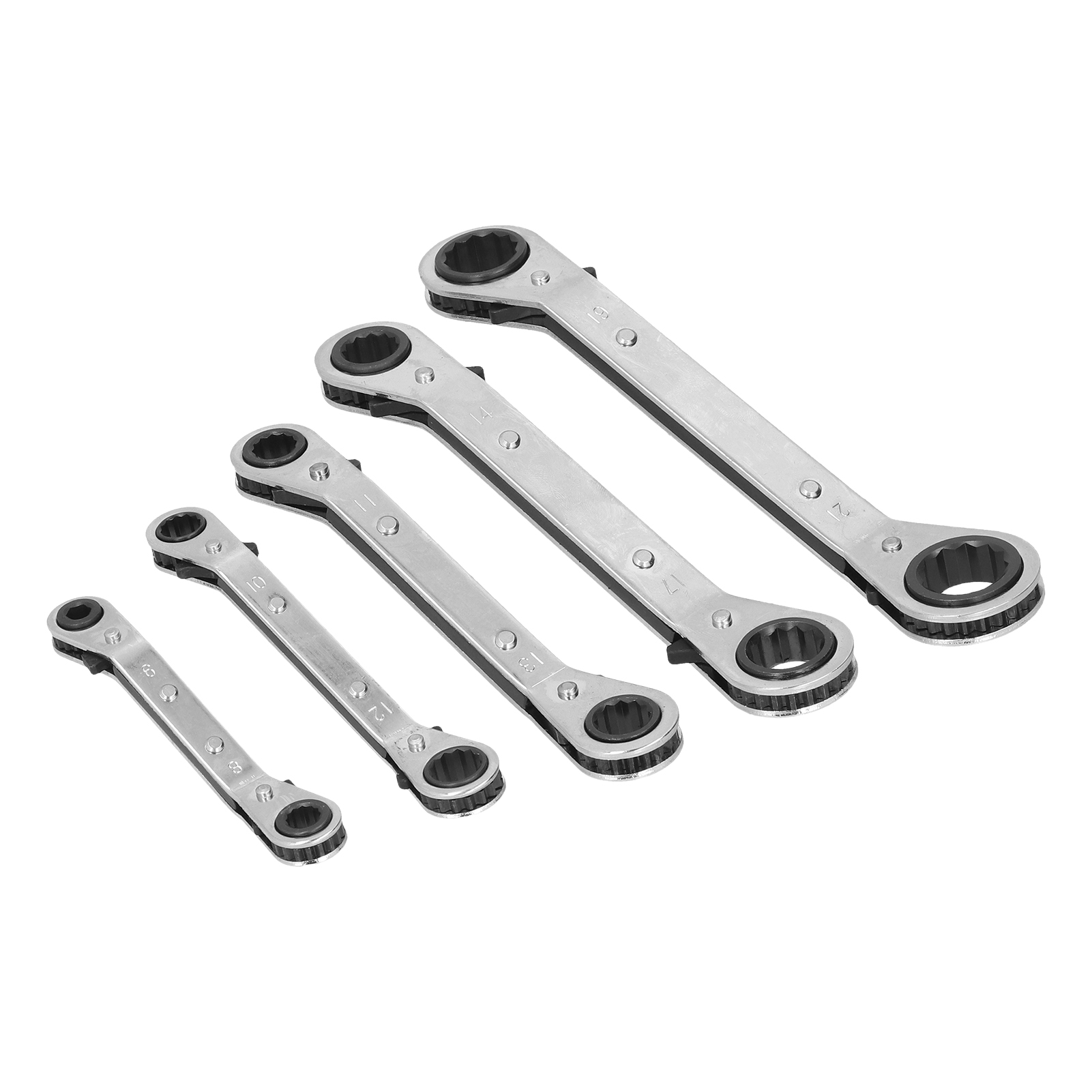 5-teiliges Ratschenschlüssel-set, Doppelseitig, Aus Chrom-vanadium-stahl, Multifunktional