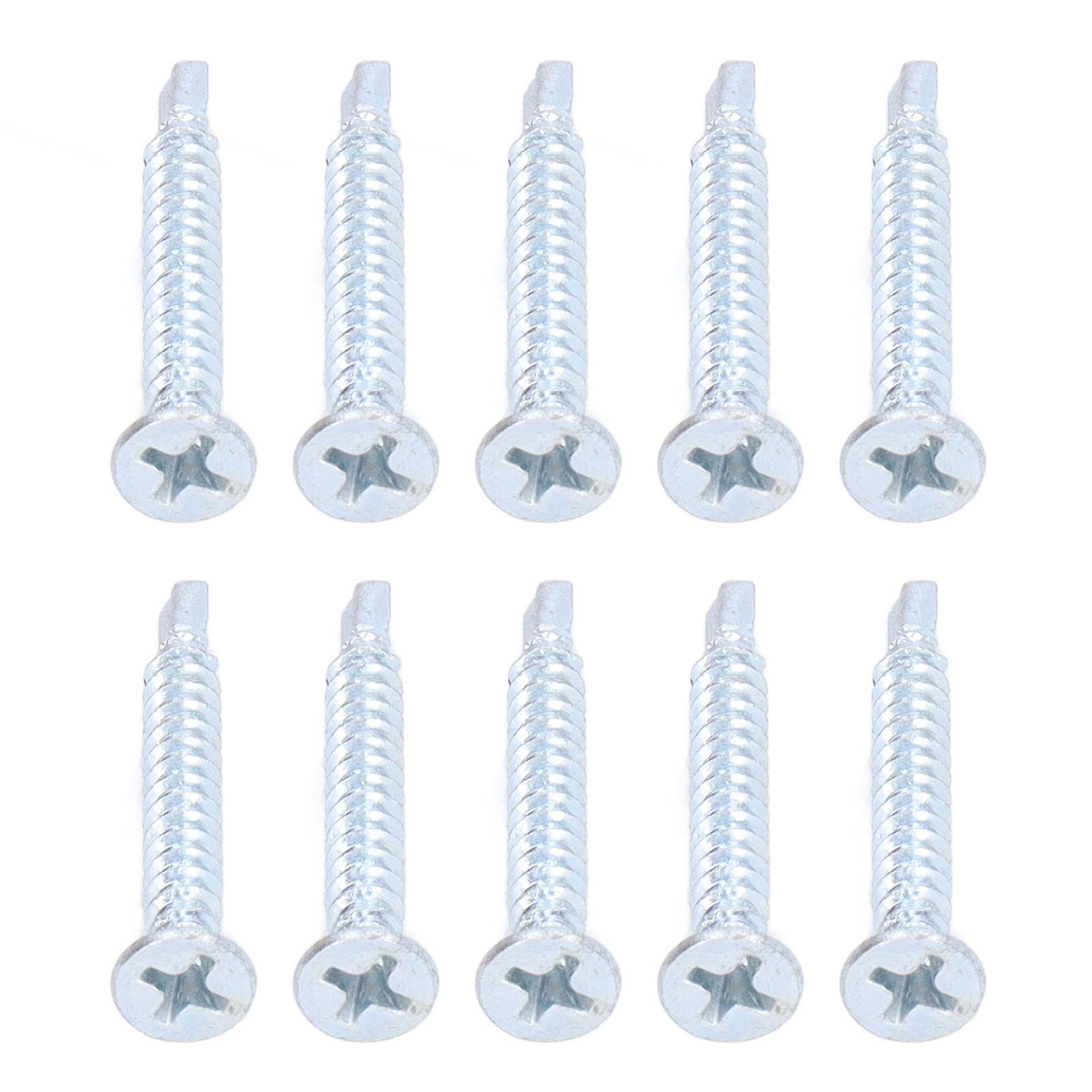 50 Stück Kreuzschlitz-bohrschrauben, Verzinktes Kohlenstoffstahl, Selbstbohrende Schrauben, 4,2 X 32 Mm, Flachkopf