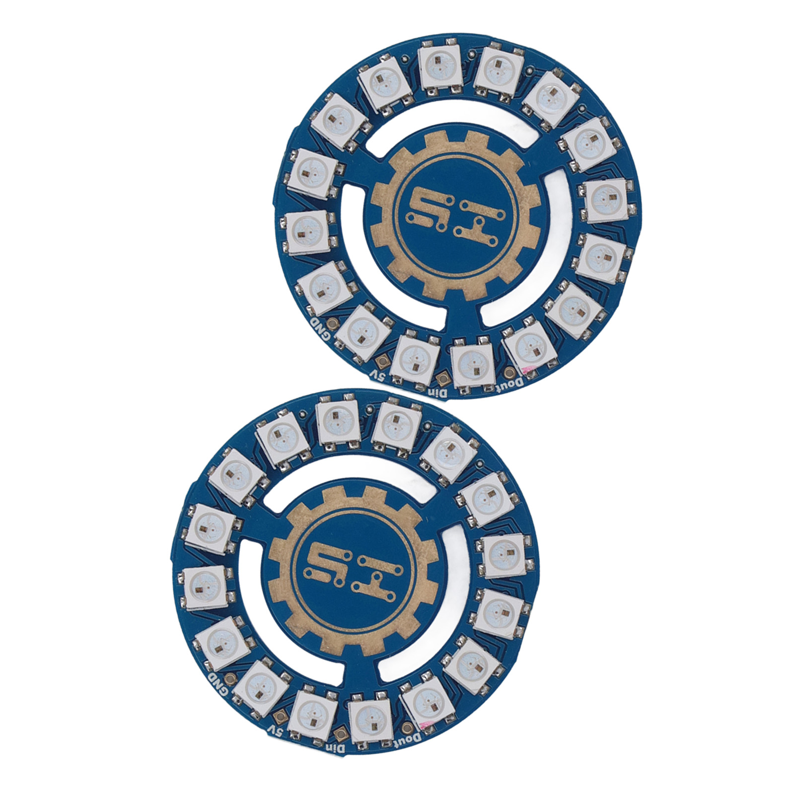 2 Stück Led-ringlampenplatinen Mit 16 Rgb-leds (5050), Ws2812-chip, Programmierbare Vollfarb-ringlampentreiberplatine Für Diy-projekte