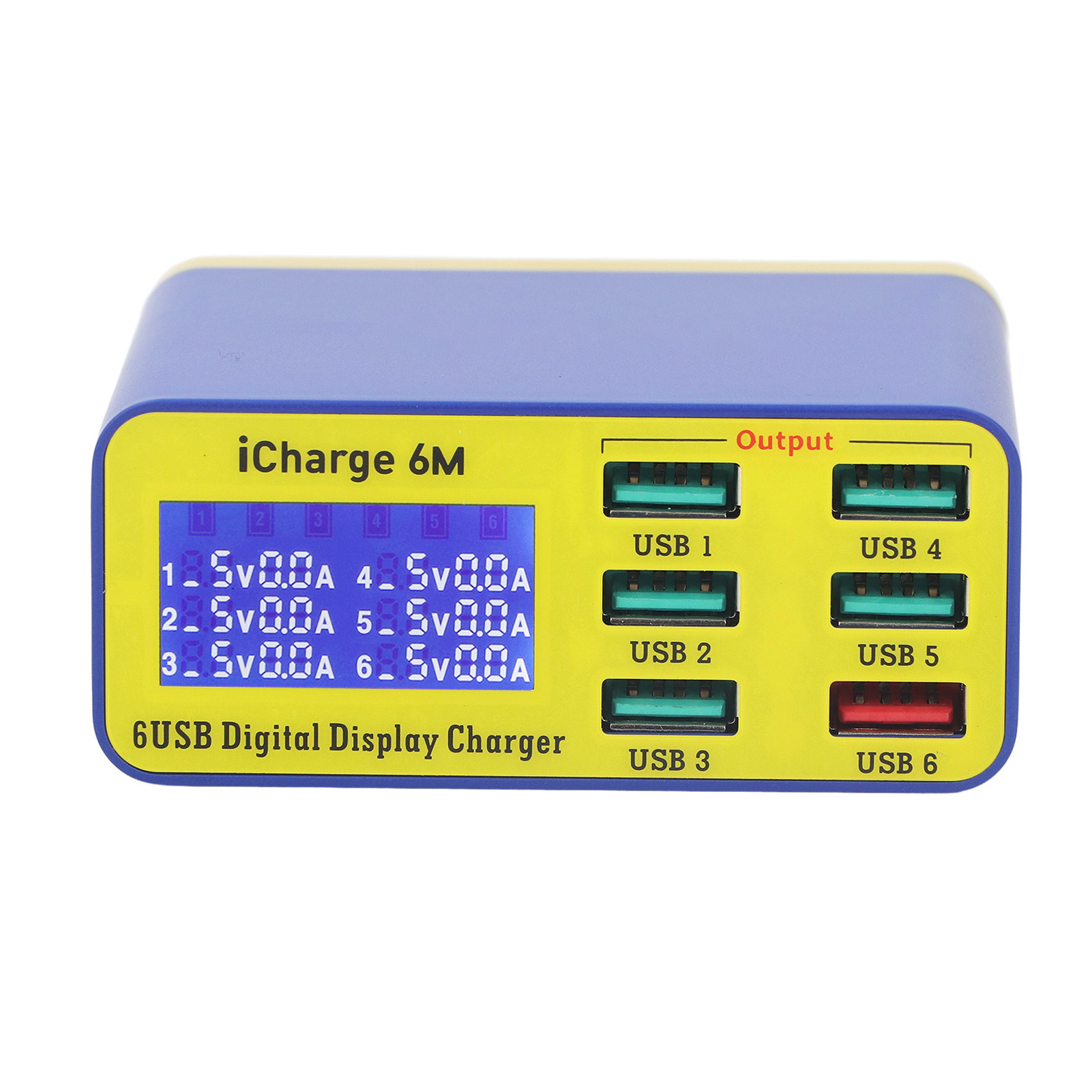 Schnellladegerät Mit Digitalanzeige, Schneller Wärmeableitung, 6-port-ladegerät Für Smartphone Und Pc, 100–240 V, Eu-stecker