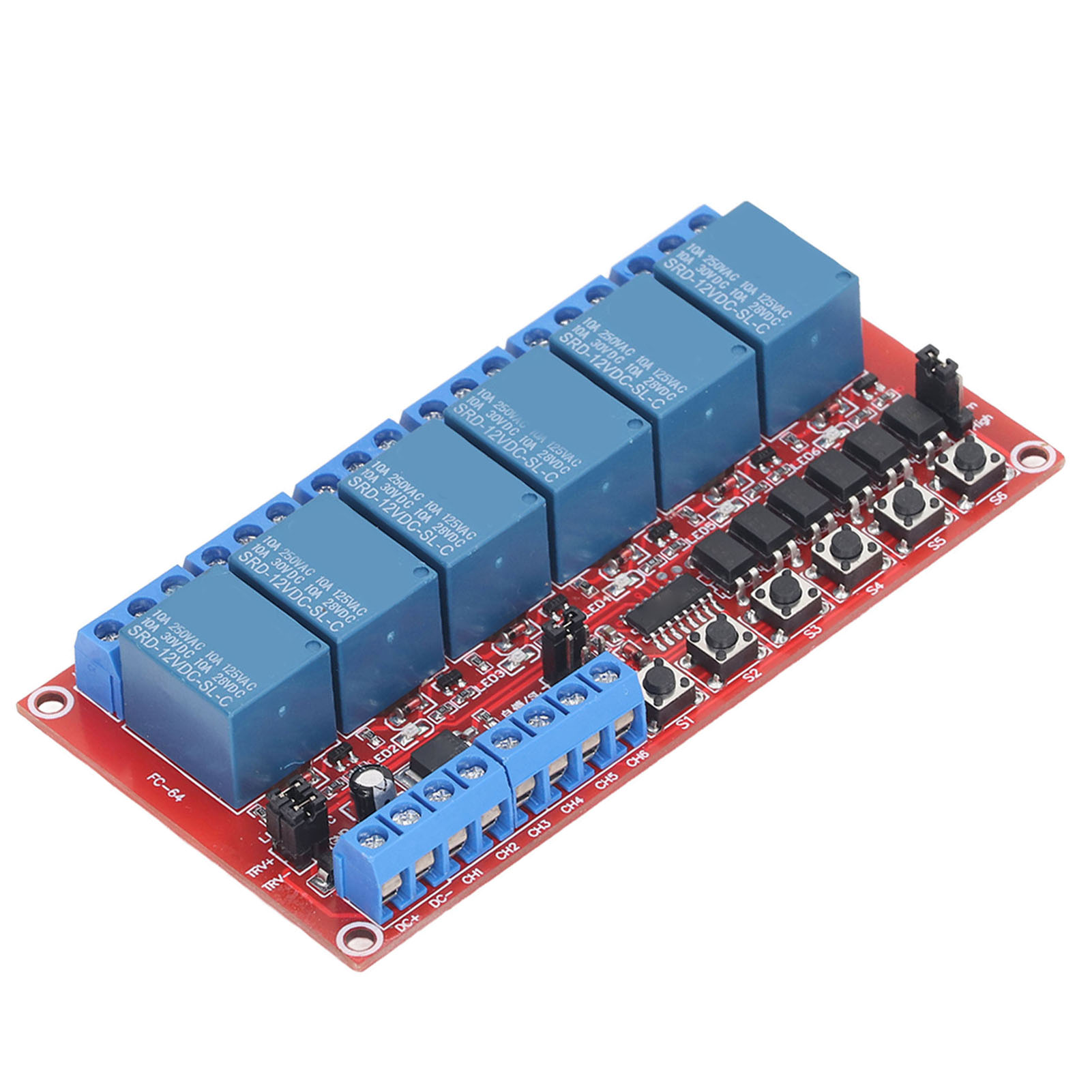 6-kanal-relaismodul-verriegelungsschalter 5v 12v 24v Hoch- Und Niedrigpegel-triggerrelais-erweiterungsplatine