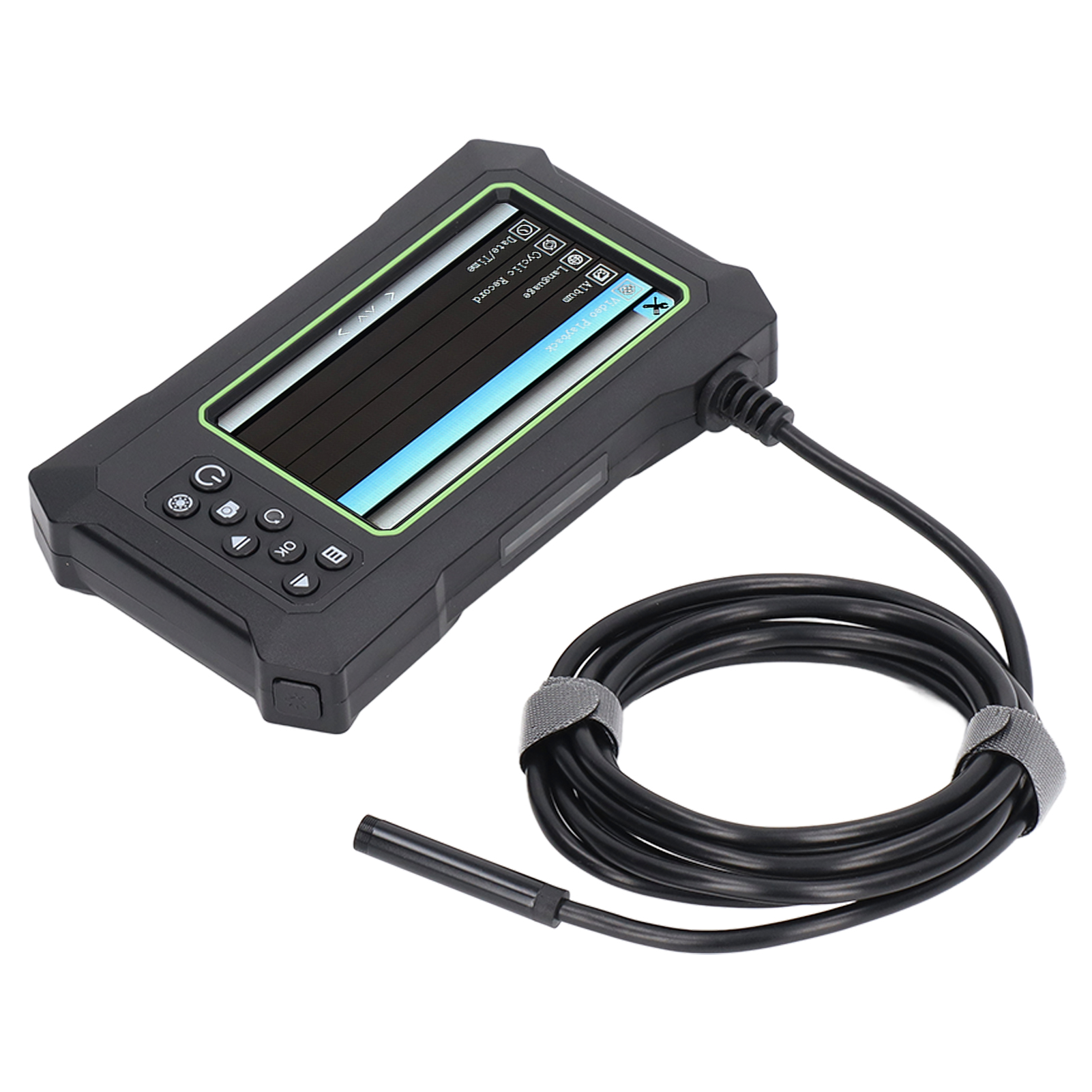Endoskop Mit 8-mm-objektiv, 4,3-zoll-lcd-bildschirm, Wasserdicht Nach Ip67 Für Inspektionen Bis 5 M Tiefe, Grün Und Schwarz