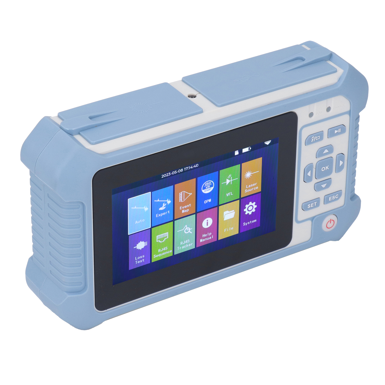 Optisches Zeitbereichsreflektometer (otdr) 9-in-1, Optisches Leistungsmessgerät, Vfl-rj45-tester, Eu-stecker, 100–240 V