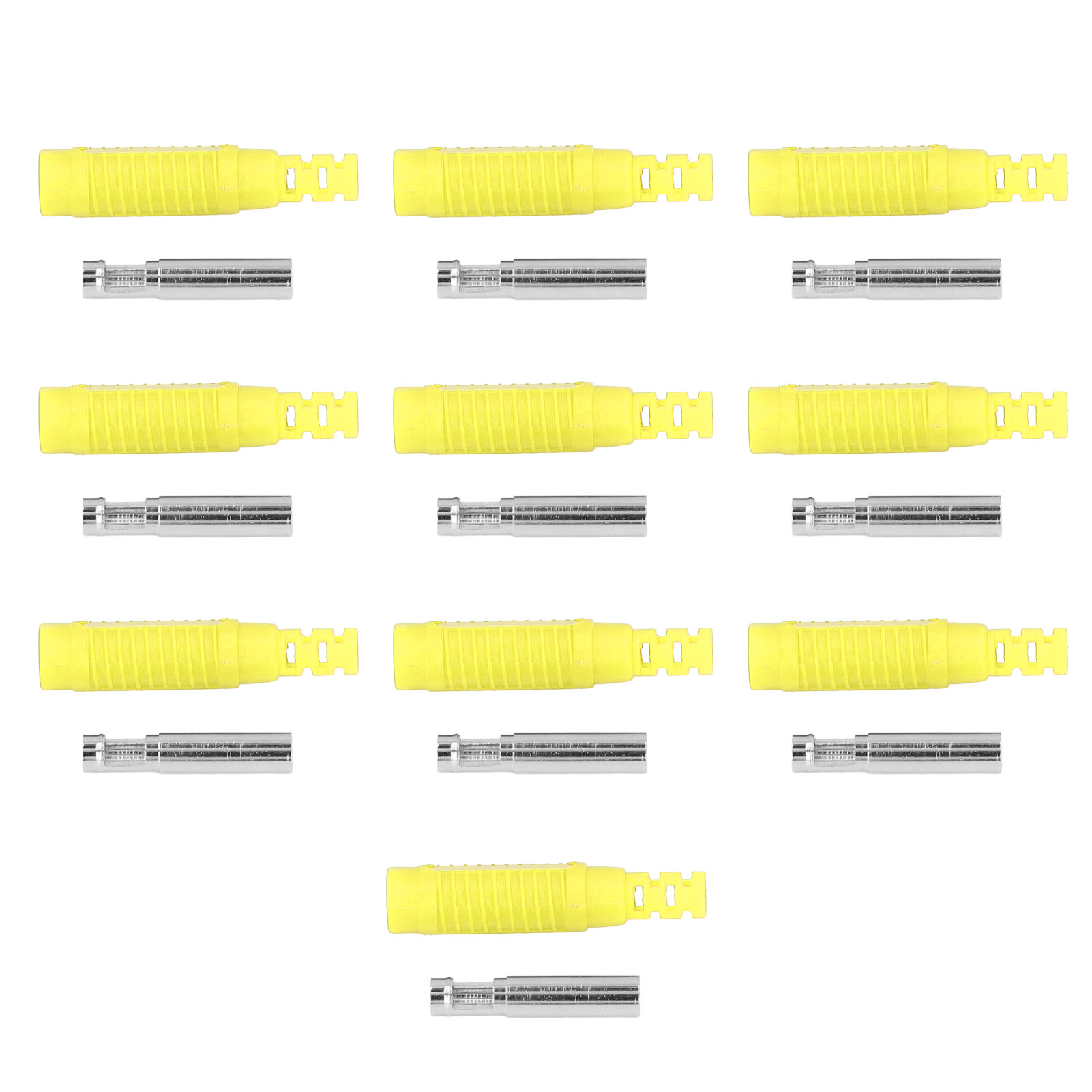 10er-set Bananenbuchsen-stecker Aus Messing (pa-buchse) Mit Isolierschlauch, Presspassungsadapter J.10031 (gelb)