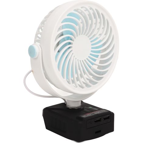 5-zoll-akku-tischventilator, Wiederaufladbar, Batteriebetrieben, Kleiner Elektrischer Ventilator Mit 2 Usb-ladeanschlüssen, Weiß