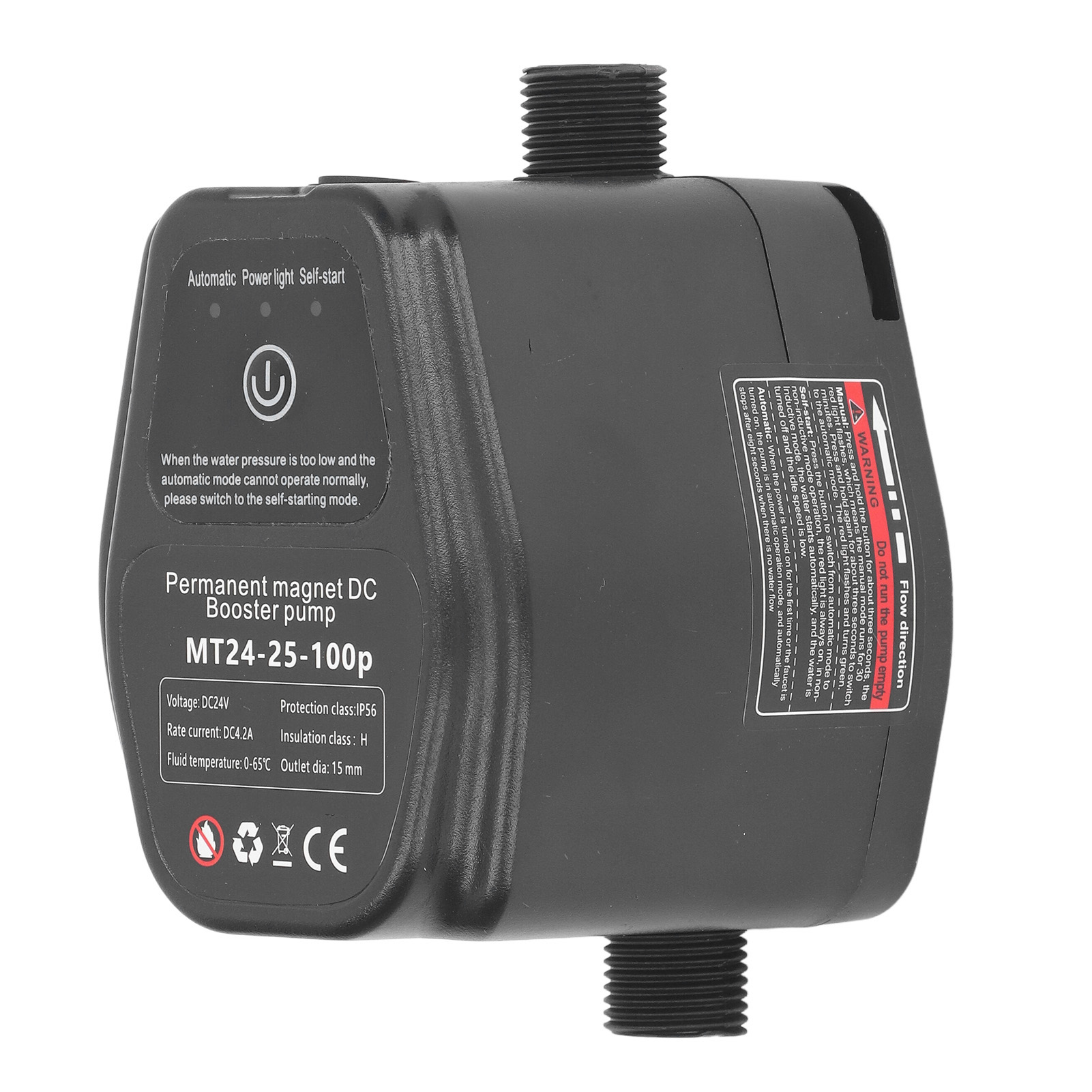 Automatische Druckerhöhungspumpe Mit Bürstenlosem Gleichstrommotor Und Permanentmagnet Für Die Gartenbewässerung, 100 W, 24 V, Schwarz, 100–240 V, Eu-stecker