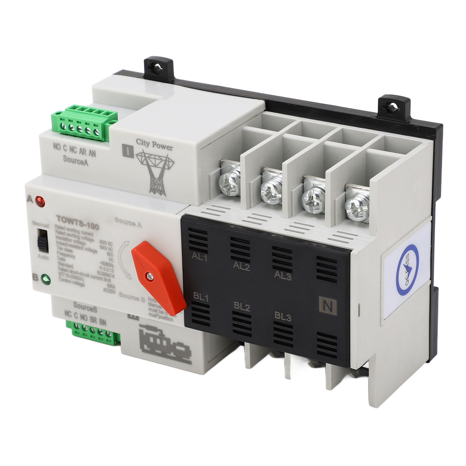 Tongou Doppel-leistungsumschalter 4p Pc-gehäuse Elektrischer Wahlschalter Für Metallurgie 400v Ac 63a