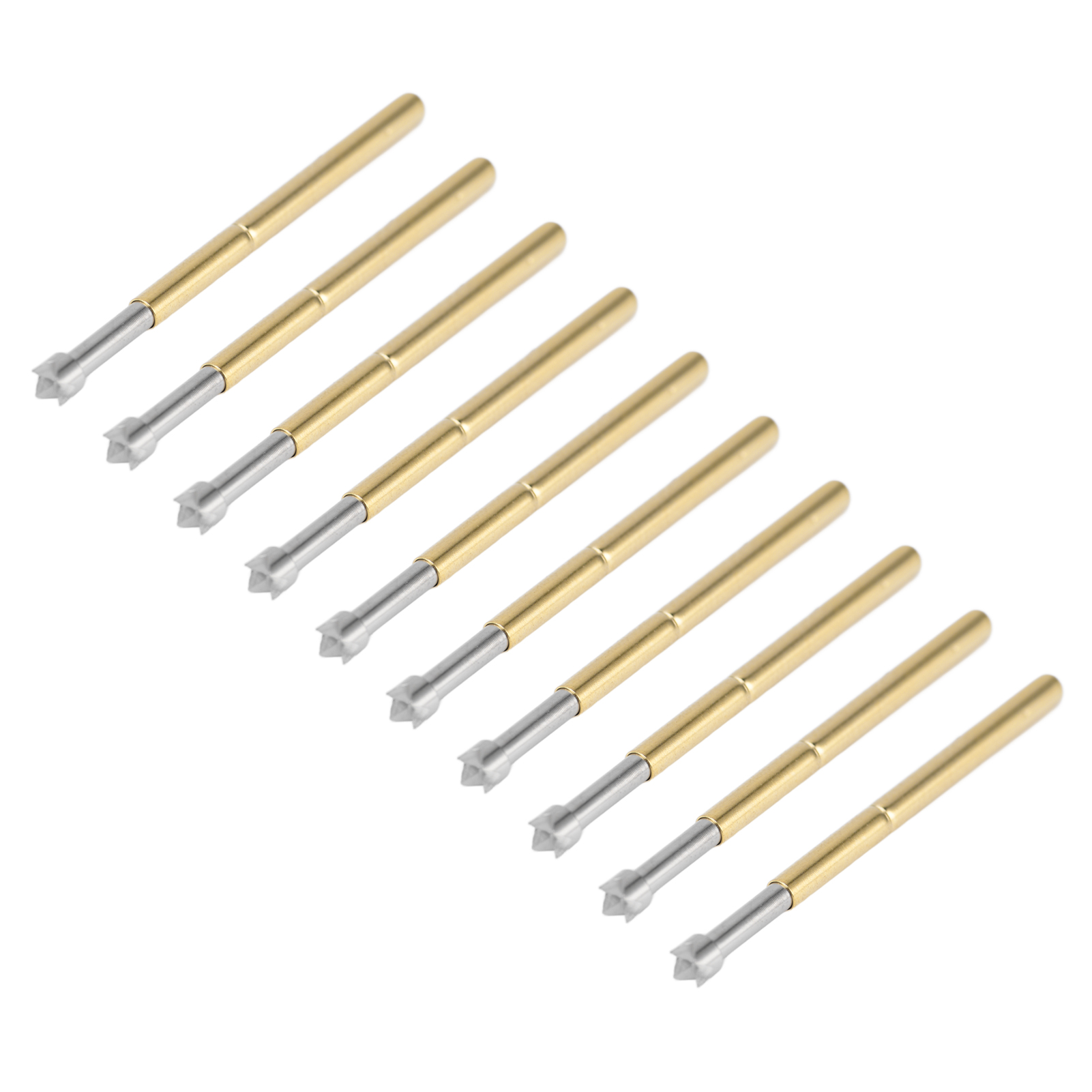 100 Stück Pogo-pins, Q-kopf-typ, 4 Krallen, Messing/edelstahl, Leicht Austauschbar, 5 A Nennstrom, Leiterplatten-teststifte