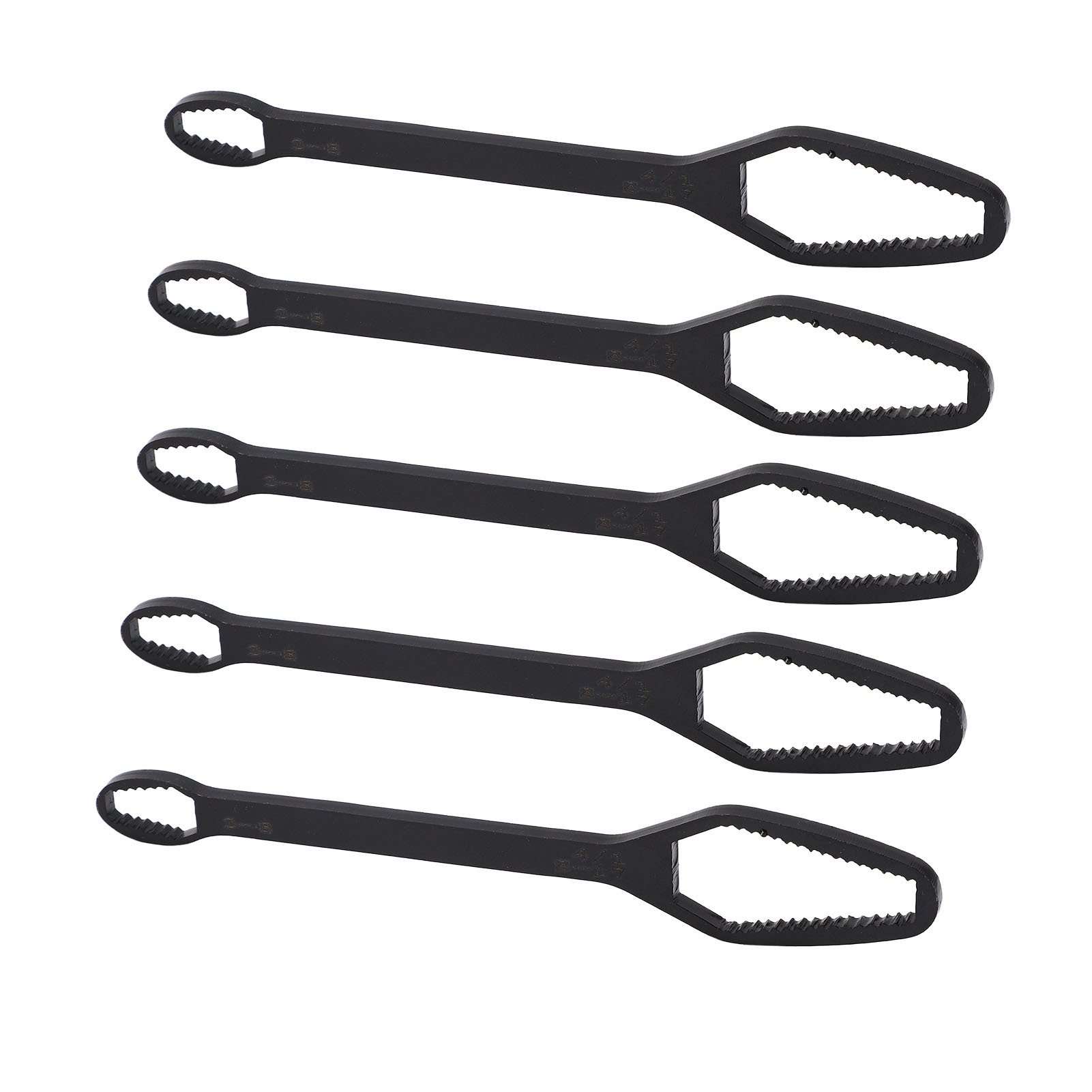5-teiliges Set Doppelseitiger, Multifunktionaler, Selbstspannender Schraubenschlüssel, Einstellschlüssel 3–17 Mm, Schwarz