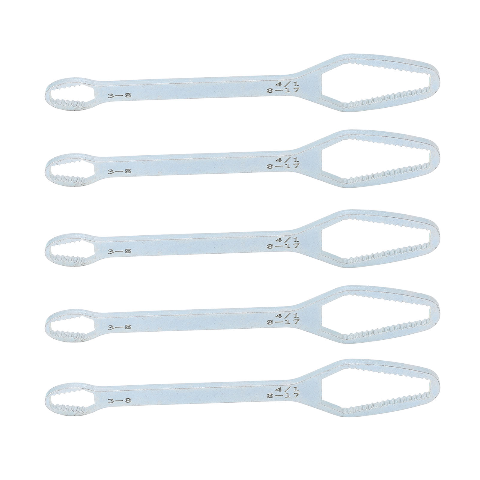 5-teiliges Set Doppelseitiger, Multifunktionaler, Selbstspannender Schraubenschlüssel, Einstellschlüssel 3–17 Mm, Silberfarben Mit Zinkbeschichtung