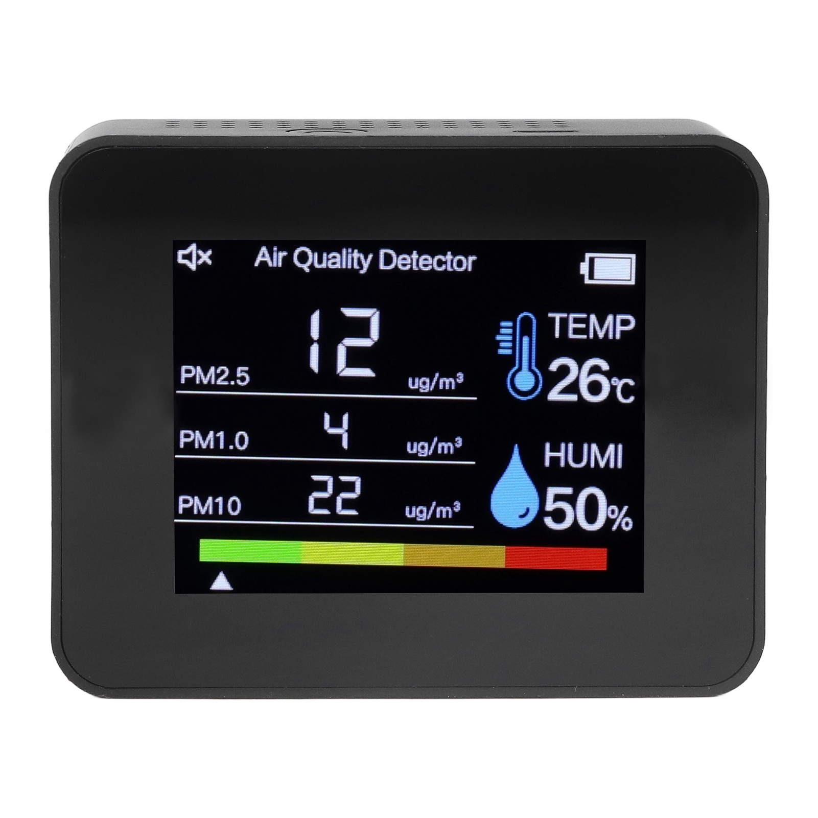 Luftqualitätsmonitor Mit Co2-, Hcho-, Tvoc-, Pm2,5- Und Pm1,0-messgerät, Temperatur- Und Feuchtigkeitsmesser Mit Schwerkraftsensor, Schwarz
