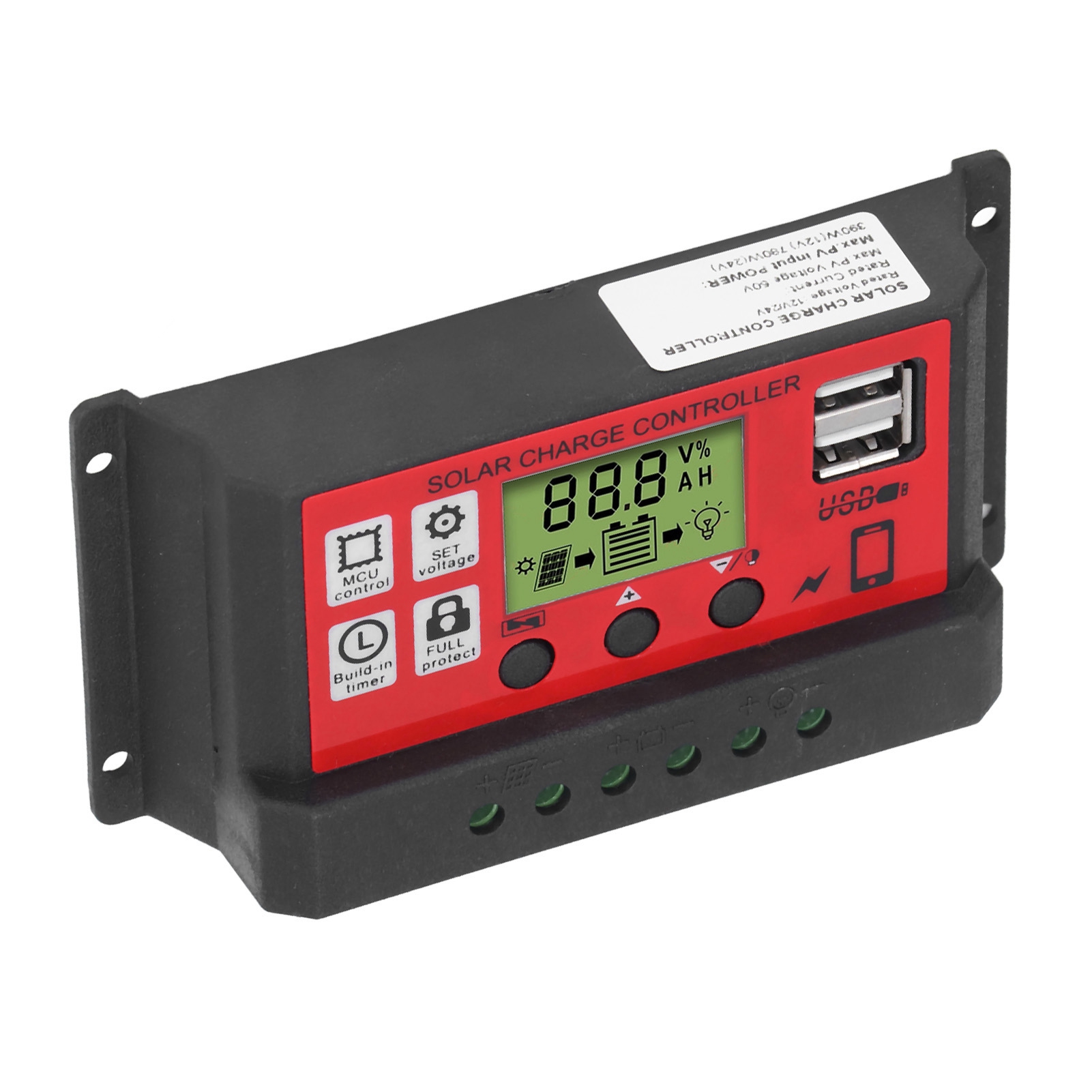Solar-laderegler, Einstellbar, Intelligenter Regler Für Solarmodule Und Batterien Mit Lcd-display, 12 V, 24 V, 30 A