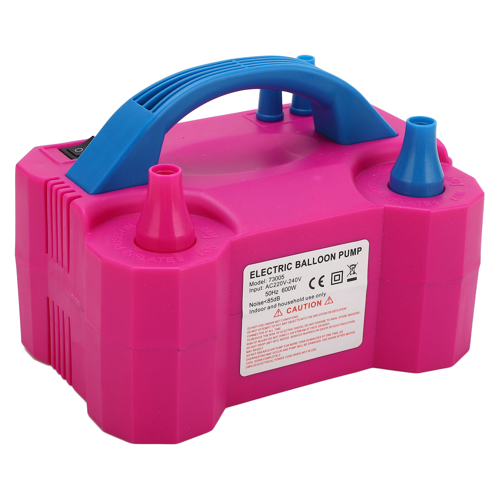 Elektrische 600-w-luftballonpumpe Mit Doppeldüse, Automatischer Ballonaufbläser, Rosarot, Eu-stecker, 220–240 V