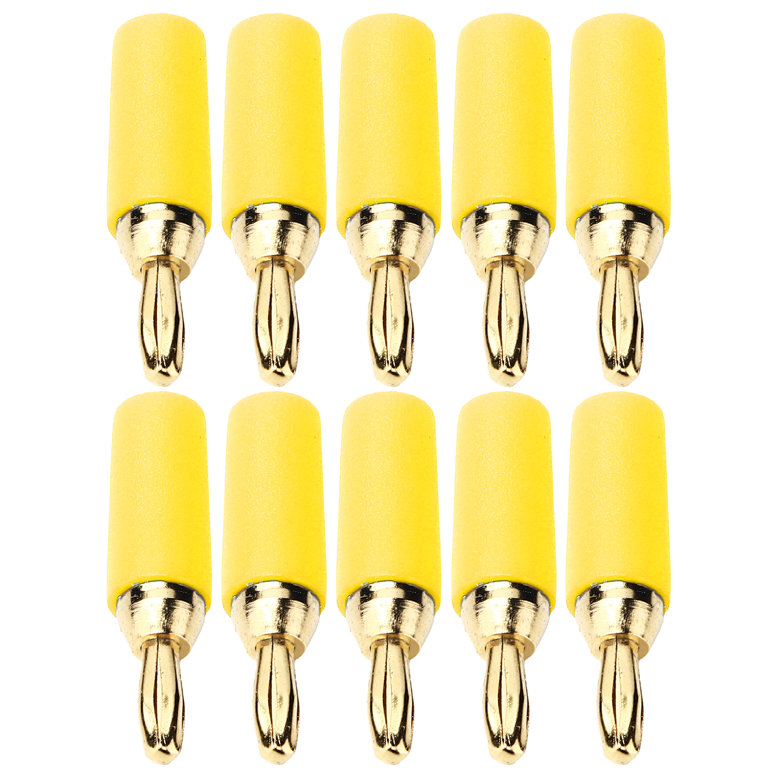10 Stück Bananenstecker 2,5 Mm, Vergoldetes Messing, Lötanschluss, Zubehörset, Gelb