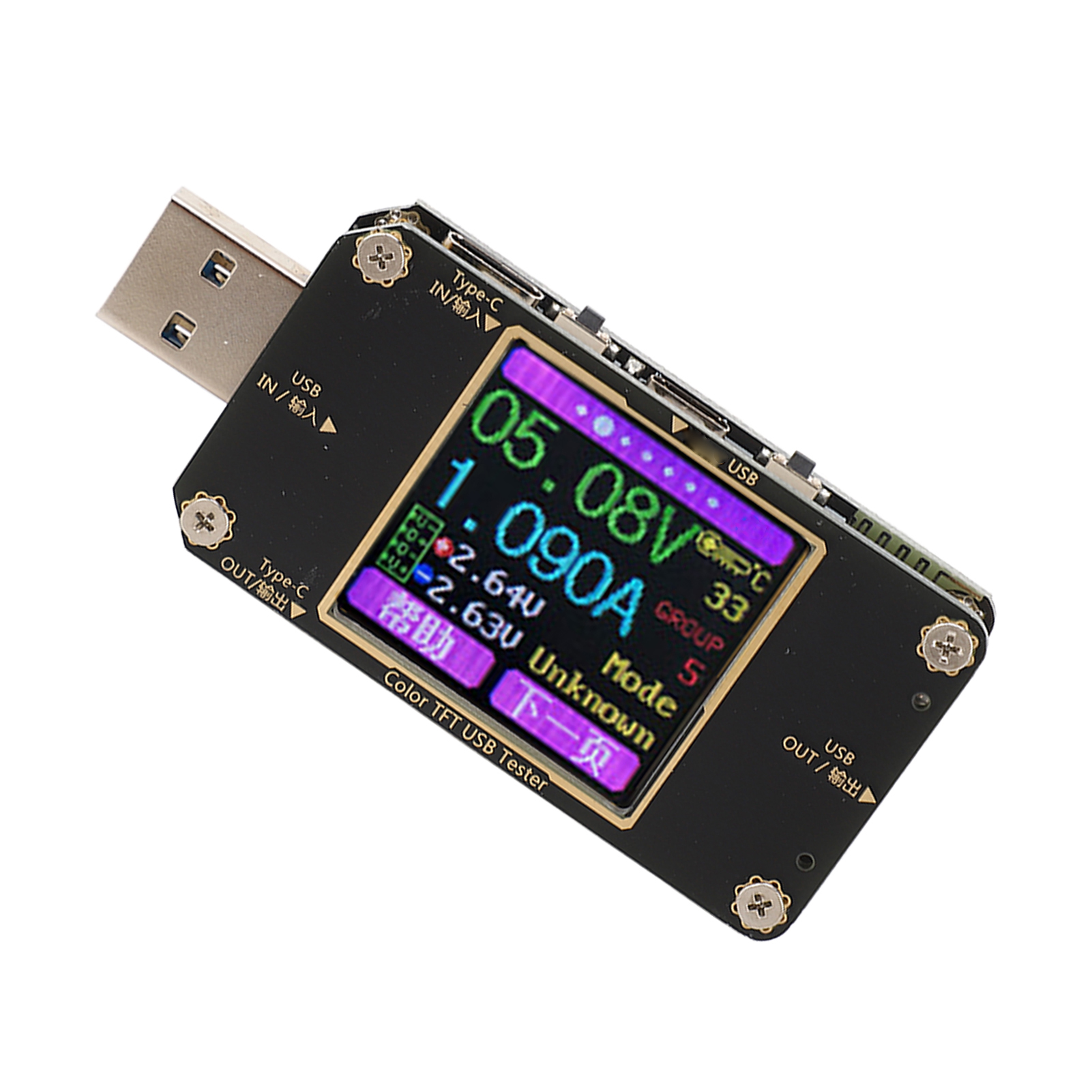 Usb-voltmeter/amperemeter Mit Farb-lcd-display, Spannungs- Und Stromprüfer, Digitaler Leistungsdetektor, Pd-schnellladefunktion