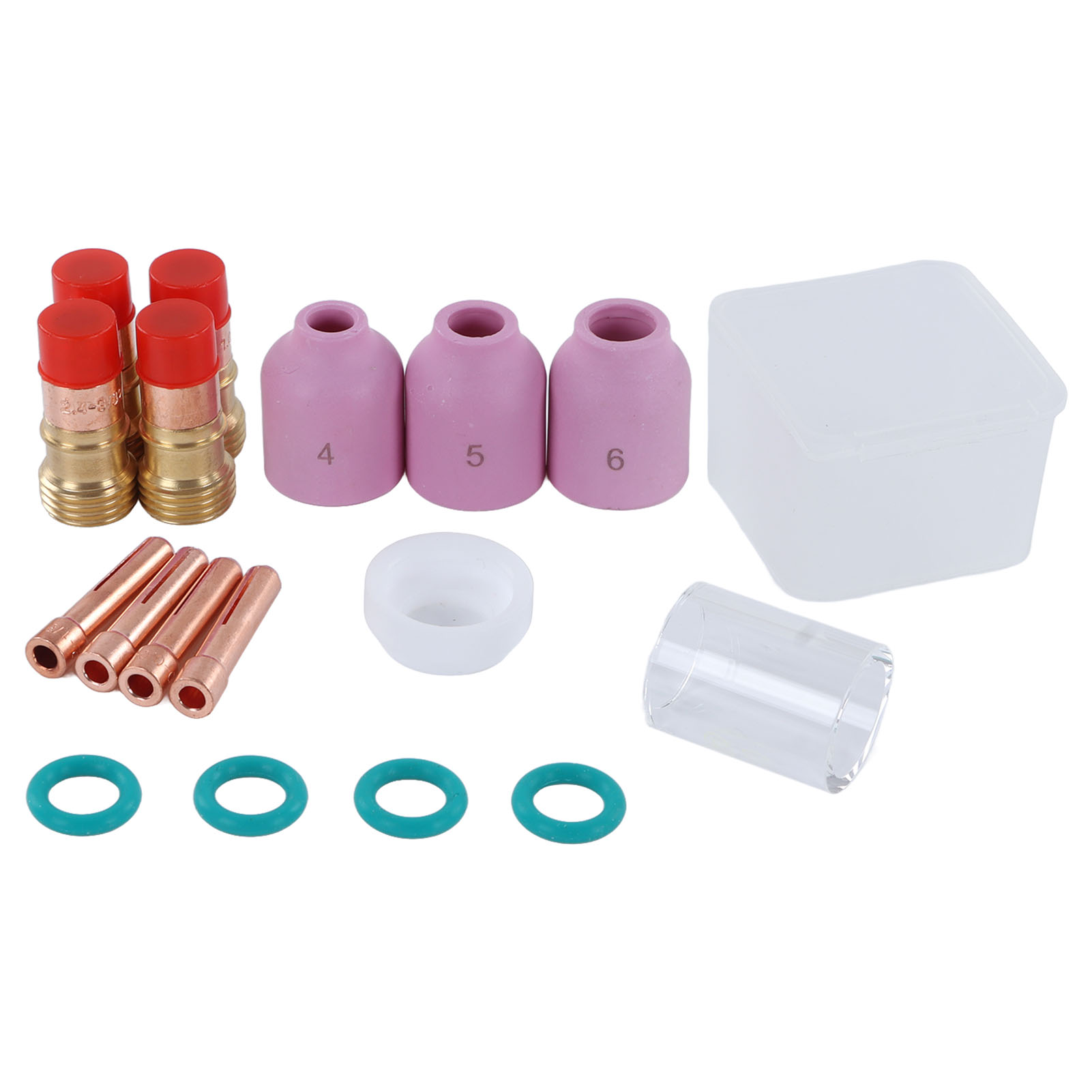 17-teiliges Wig-schweißzubehör-set: Spannzange, Gaslinse, Düse, Isolierbecher Für Wp 17, 18 Und 26 Schweißpistolen