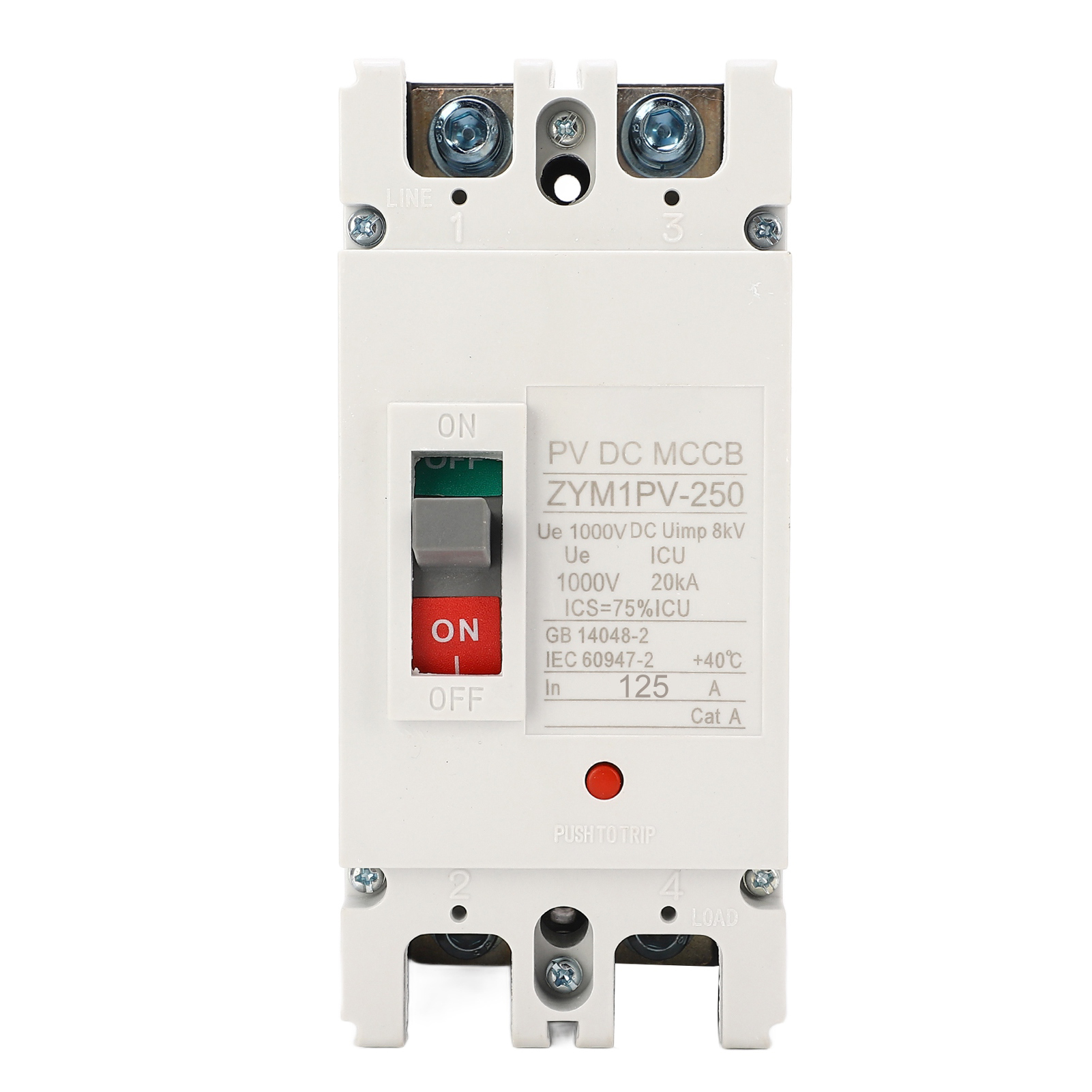 Dc1000v 125a Kompaktleistungsschalter Mit Schalter 2p Mccb Solarbatterie-leistungsschalter