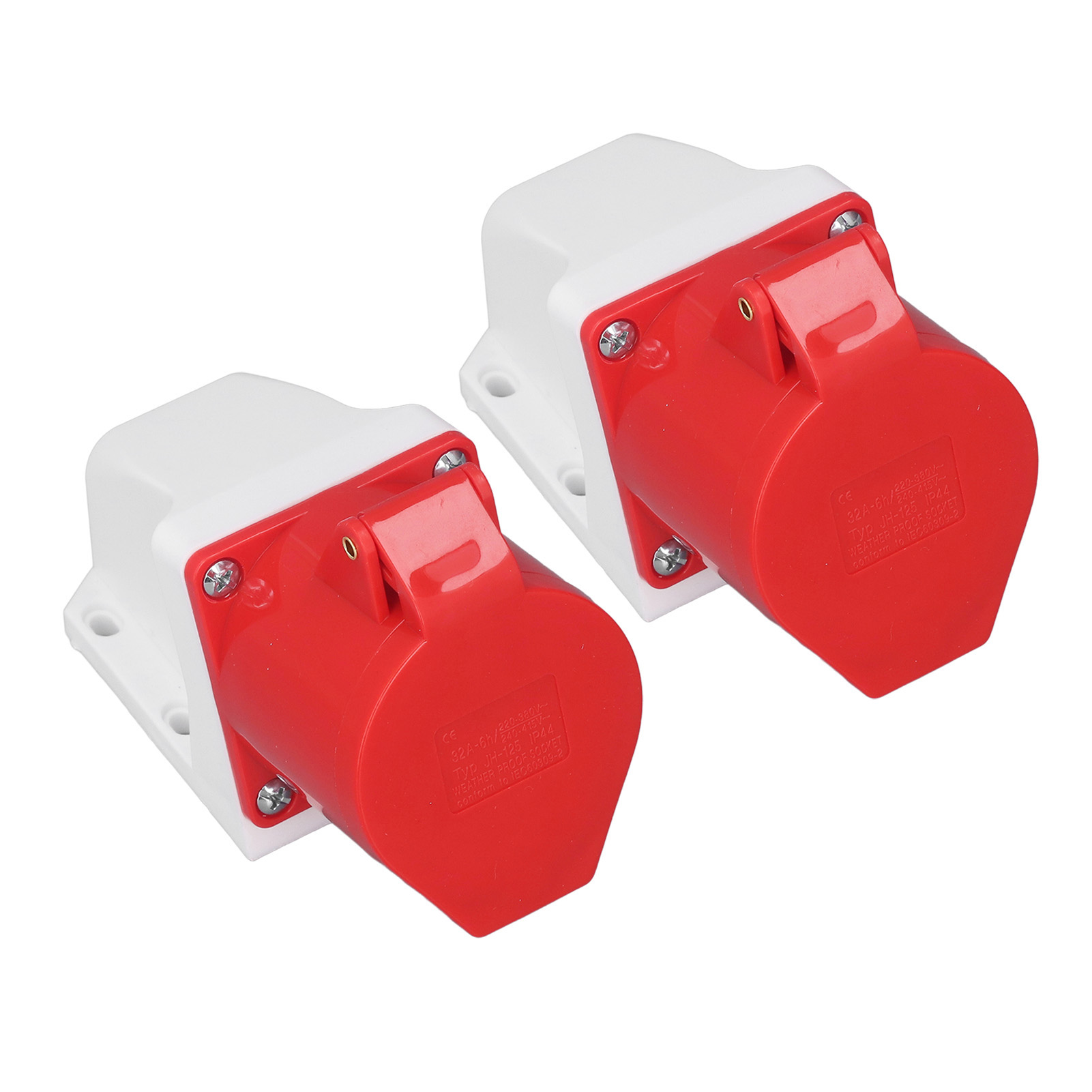 2er-set Industriesteckdosen, 5-polig, Ip44 Wasserdicht, 3-phasig, Aufputzmontage, 32 A, 220–380 V, 240–415 V