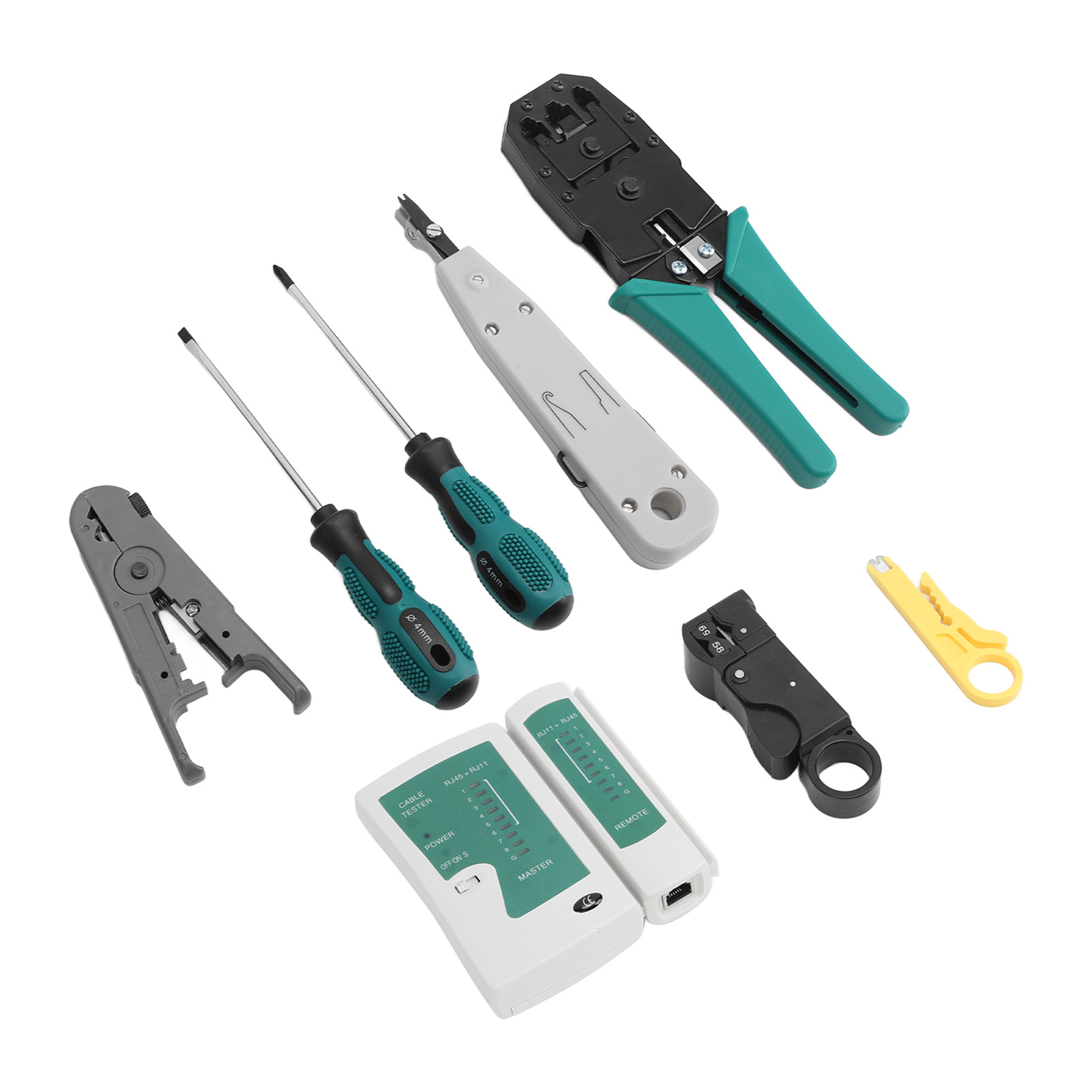 Rj45-crimpwerkzeug-set Mit Kabelcrimpzange, Kabelabisolierer Und Rj-steckern Für Cat5 Und Cat6