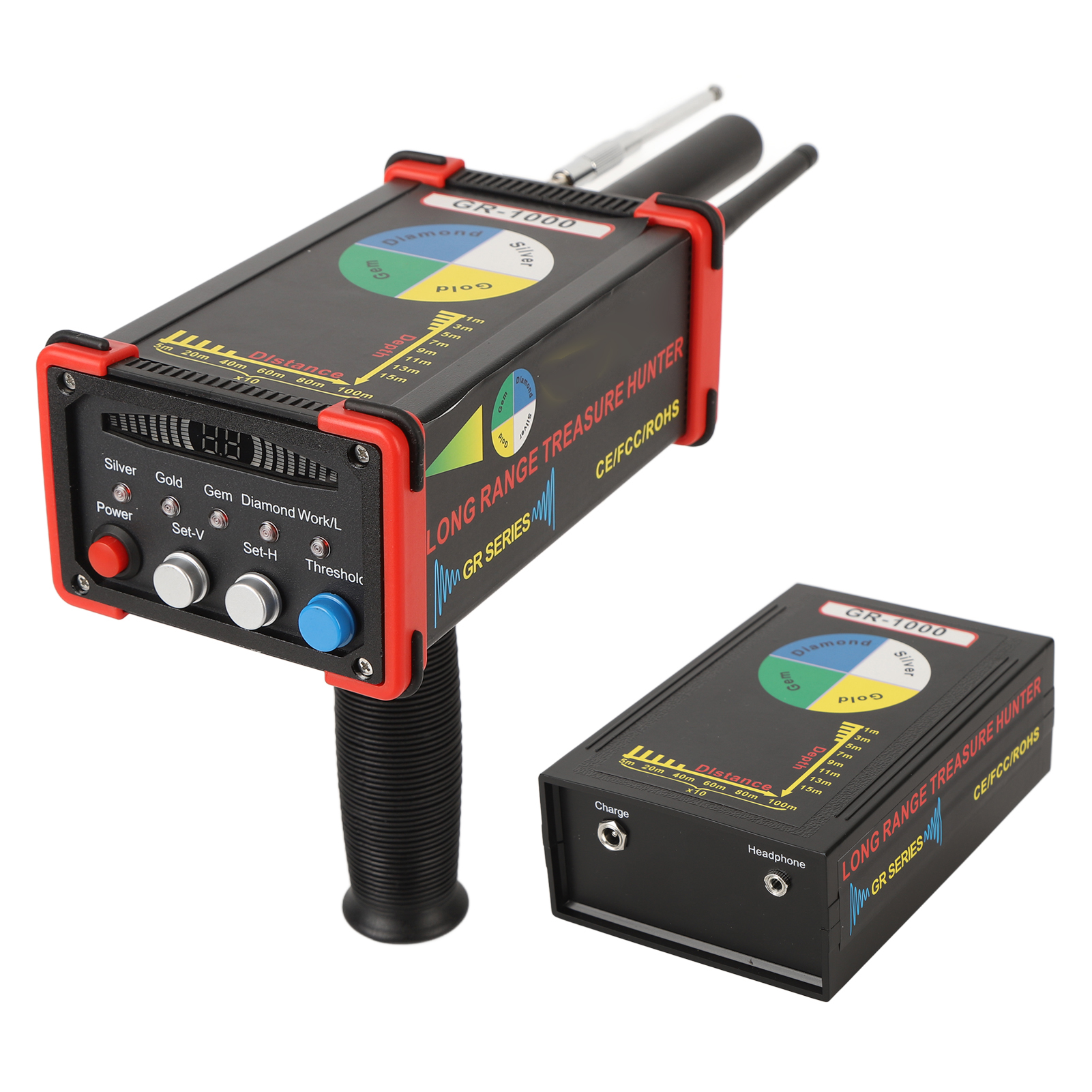 Handlicher Langstrecken-metalldetektor (433 Mhz) – Gold- Und Jade-finder – Scanner – Ac 100–240 V – Eu-stecker