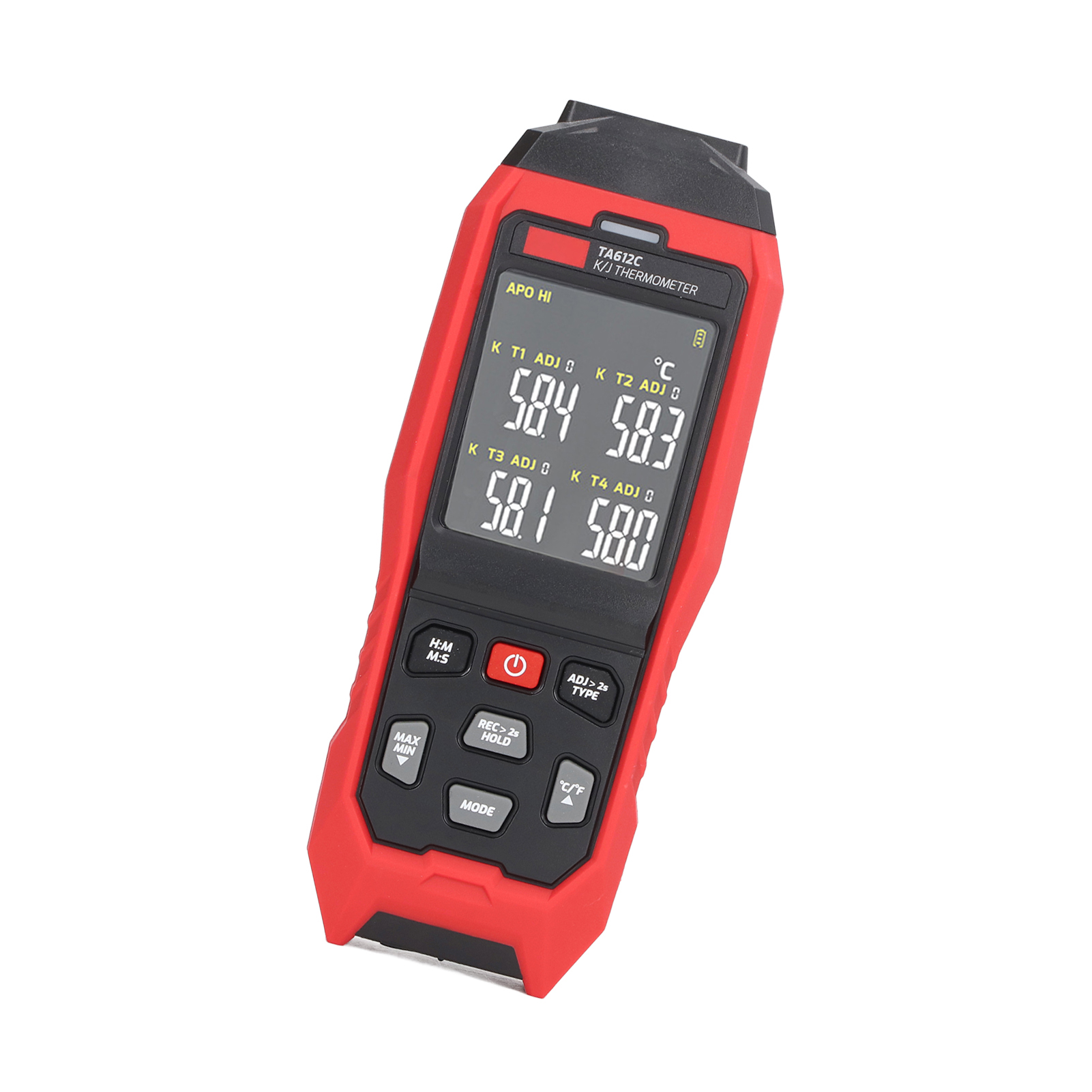 Thermoelement-thermometer Typ K, 4-kanal, Präzise Messung, Digitales Kontaktthermometer, Rot
