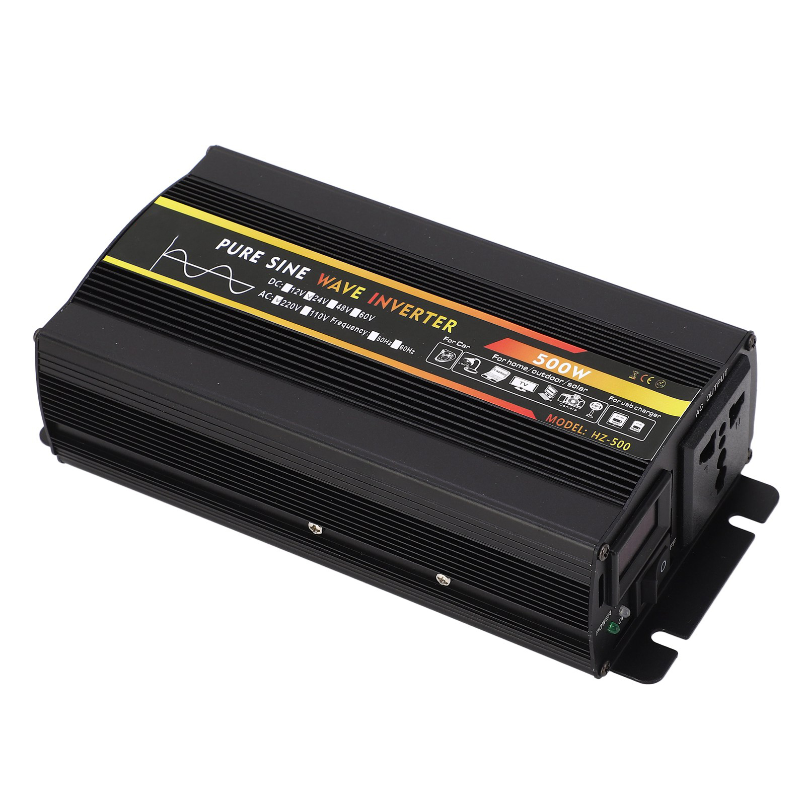 500-w-wechselrichter (24 V Dc Auf 220 V Ac) Mit Reiner Sinuswelle, Led-anzeige Und Kfz-ladegerät