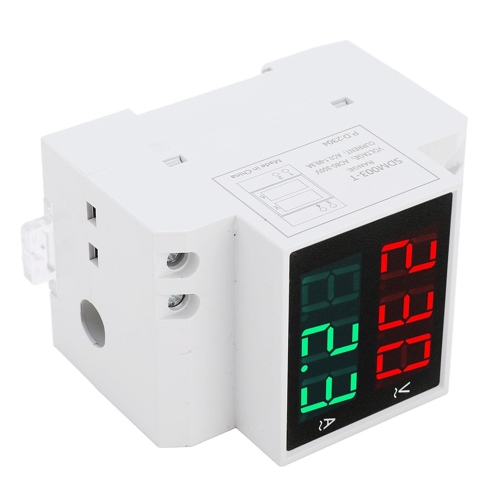 Ac Din-schienen-zähler, Einphasig, Mit Zwei Led-anzeigen, Voltmeter, Amperemeter, Spannungs- Und Strommesser, Ac 80–300 V, 0,1–99,9 A