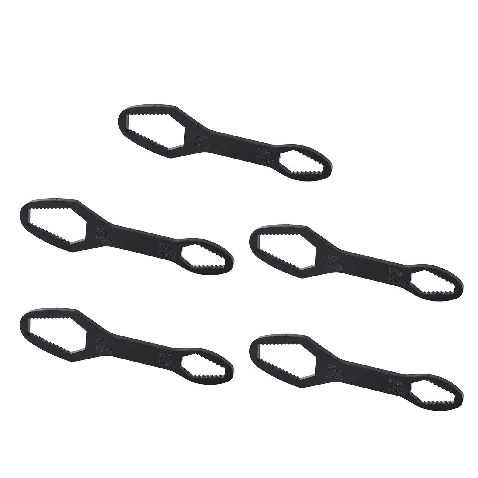 5-teiliger Doppelmaulschlüssel 8 Mm Bis 22 Mm, 160 Mm Länge, Legierter Stahl, Universeller Selbstspannender Schraubenschlüssel, Werkzeug C, Silberverzinkt