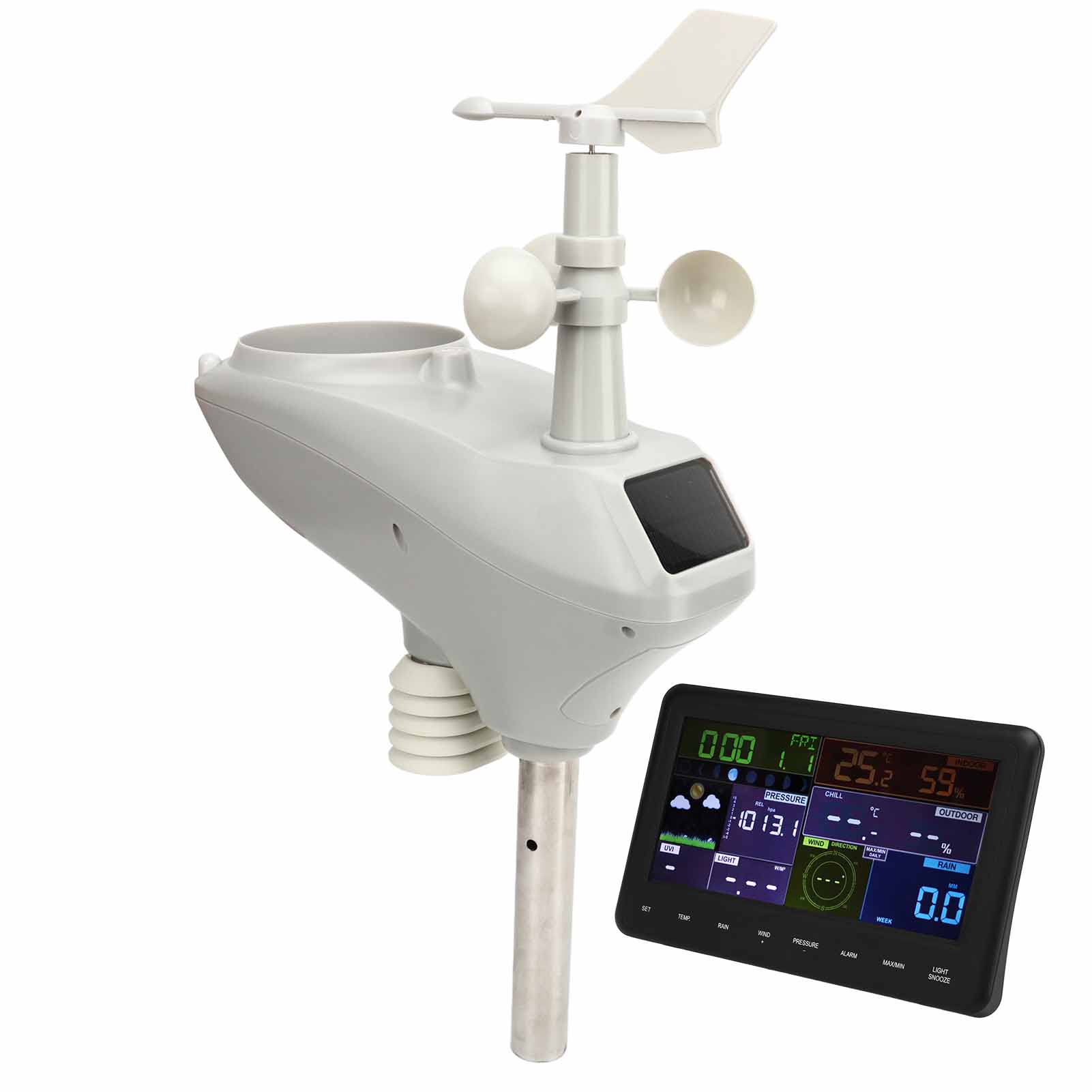 Wlan-wetteruhr Mit Wetterwarnung, Kabellosem Außen-wettersensor Für Den Innenbereich, 100–240 V, Eu-stecker