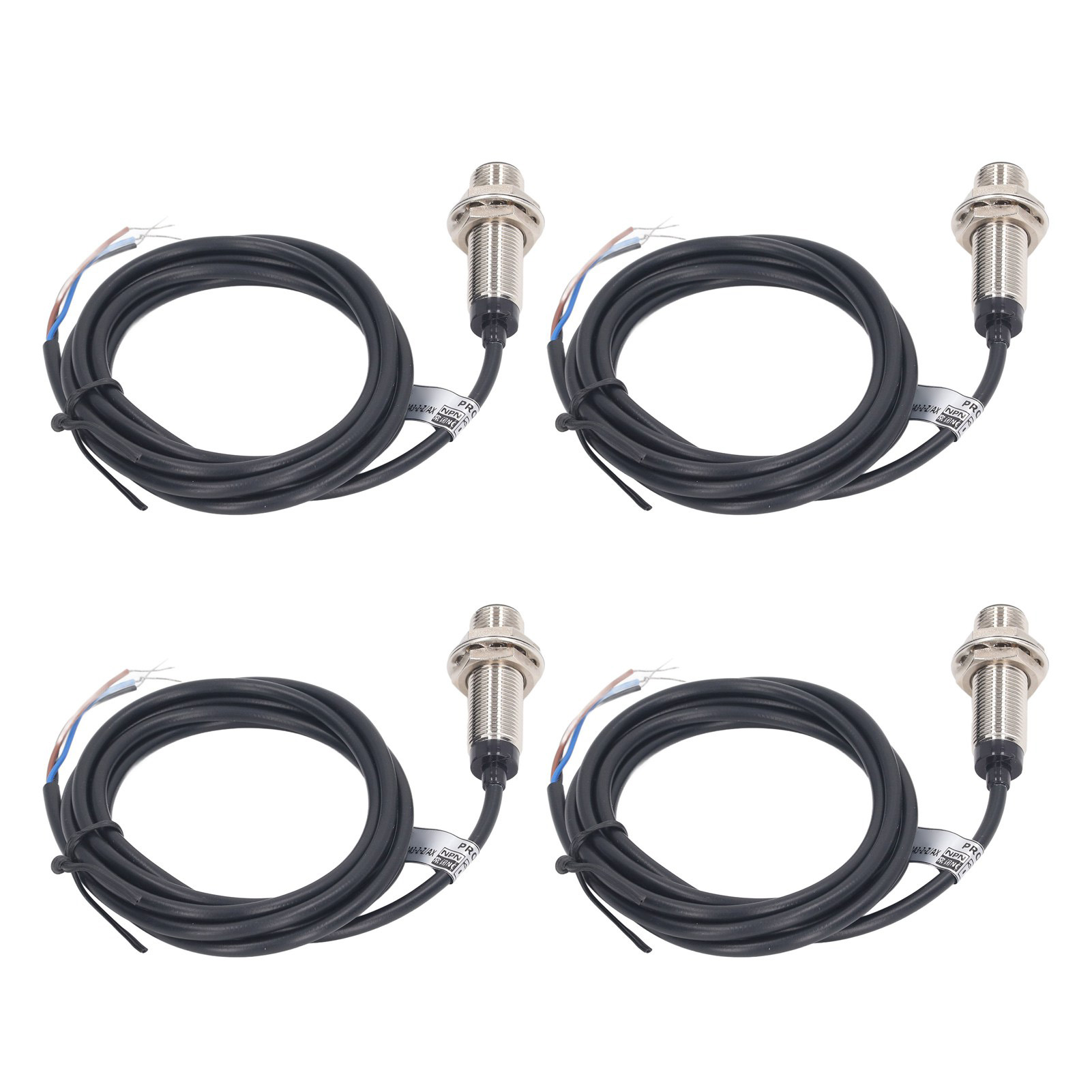 4er-set Induktiver Näherungsschalter, 12 Mm Durchmesser, Npn-gleichstrom, 3-adrig, Nc-kontakt, 6–36 V Dc, Messbereich 2 Mm