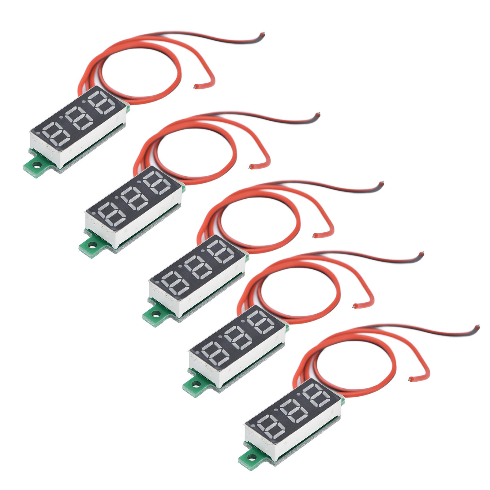 5 Stück Mini-digital-gleichstrom-voltmeter, Spannungsmesser, Tester, Detektor, Einstellbar, 2-adrig, 0,28 Zoll, Rot, 2,5–30 V