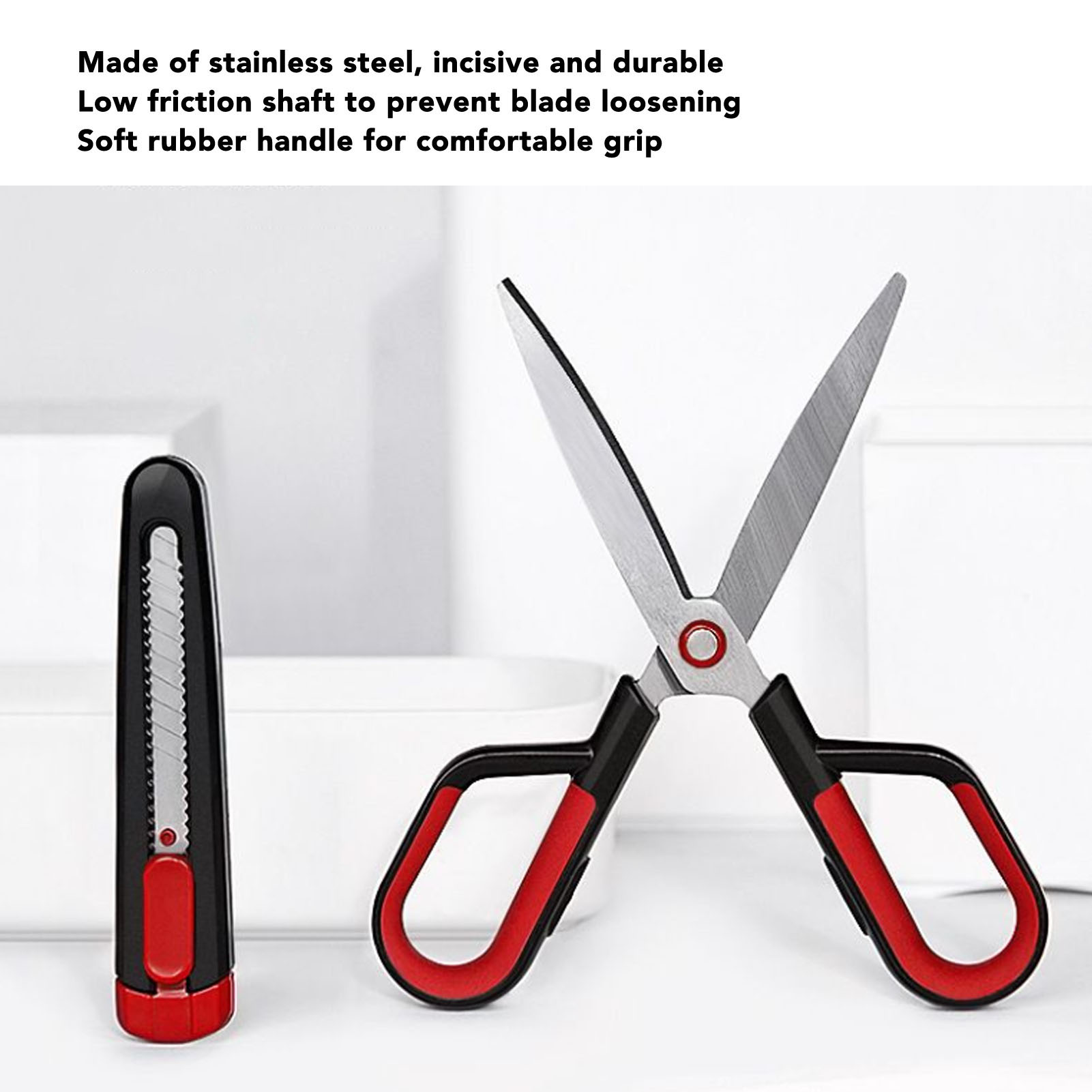 Edelstahl-universalmesser Mit Einziehbarem Kartonschneider Und Tragbarer Schere Für Büro, Schule Und Zuhause