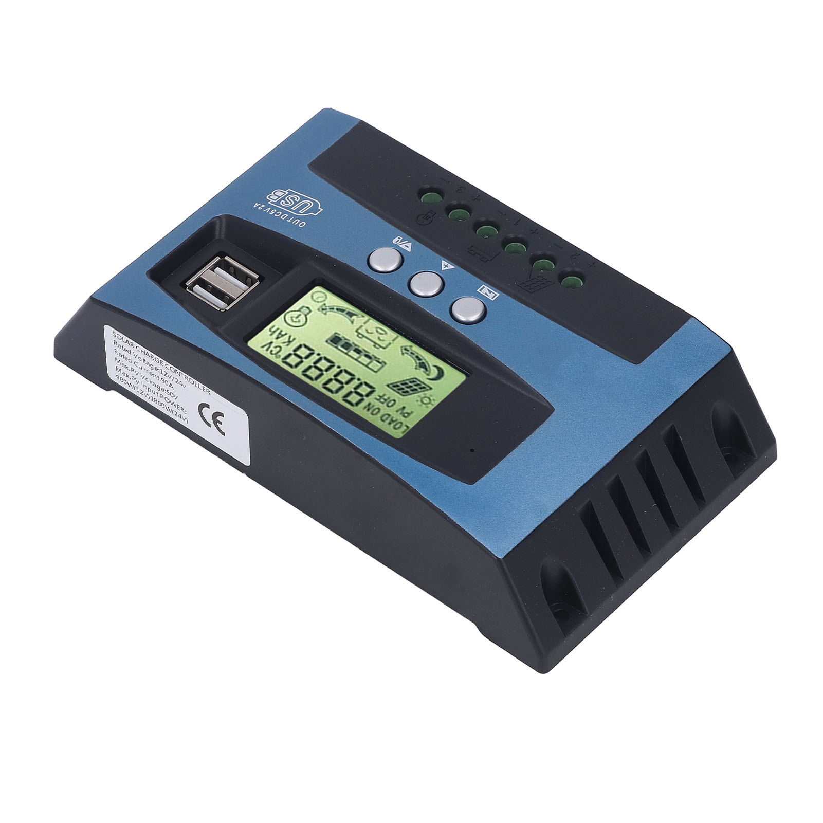 Solar-laderegler Mit Mppt-tracking, Digitaler Echtzeitanzeige, 12 V/24 V, 90 A