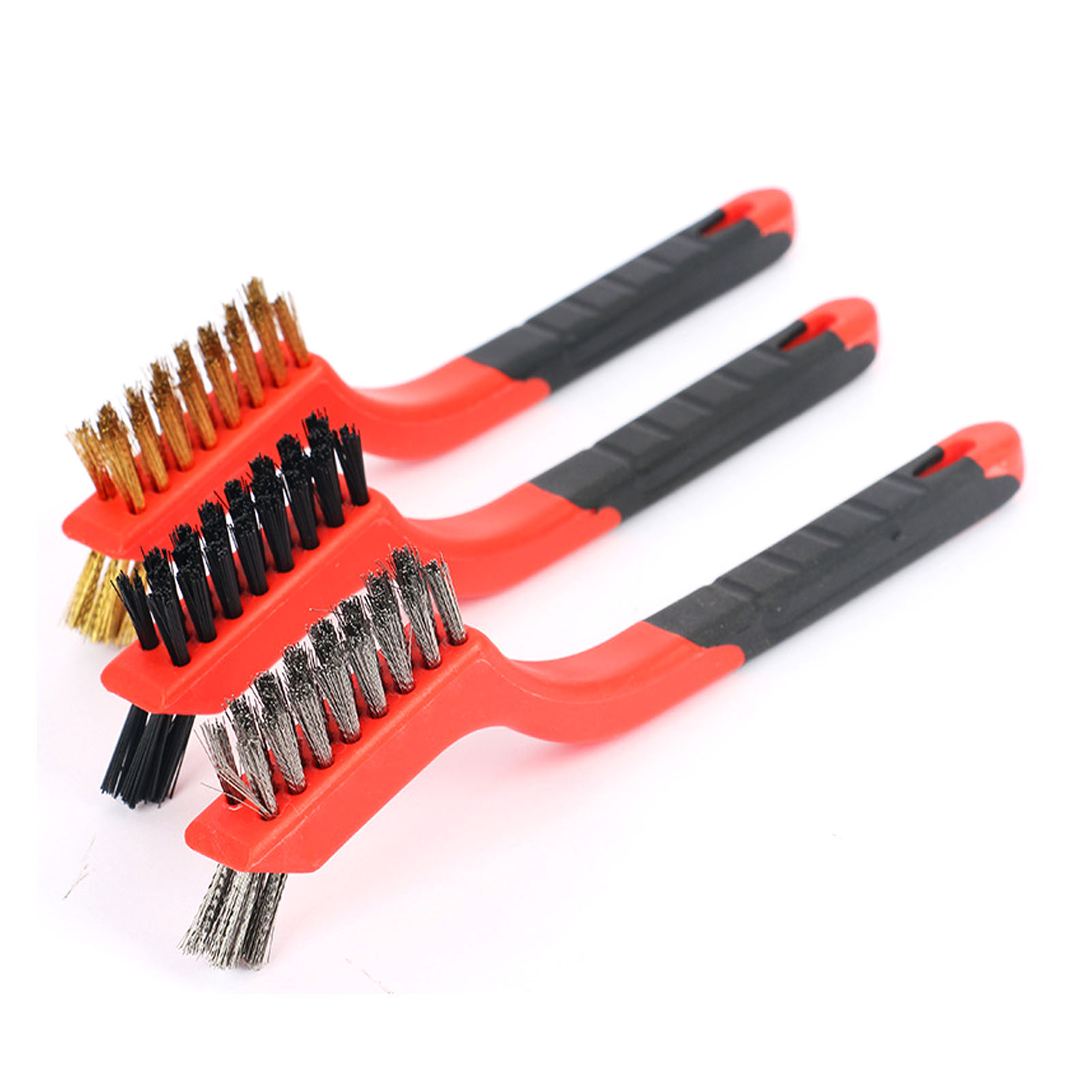 3-teiliges Mini-drahtbürsten-set: Edelstahl, Nylon, Kupfer, Rot – Drahtbürsten Zur Reinigung Und Rostentfernung (7 Zoll)