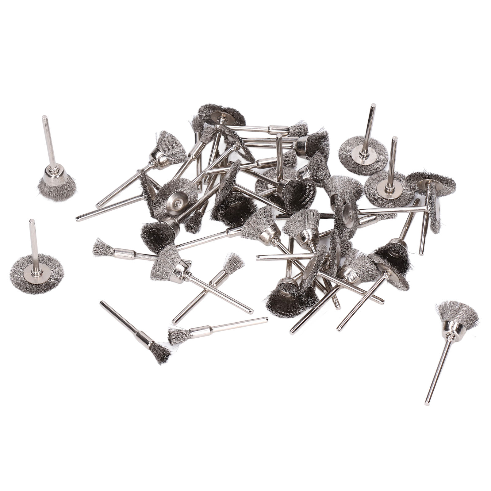 60-teiliges Set Drahtbürsten Aus Edelstahl Für Staub, 3 Mm Schaft, 3 Formen