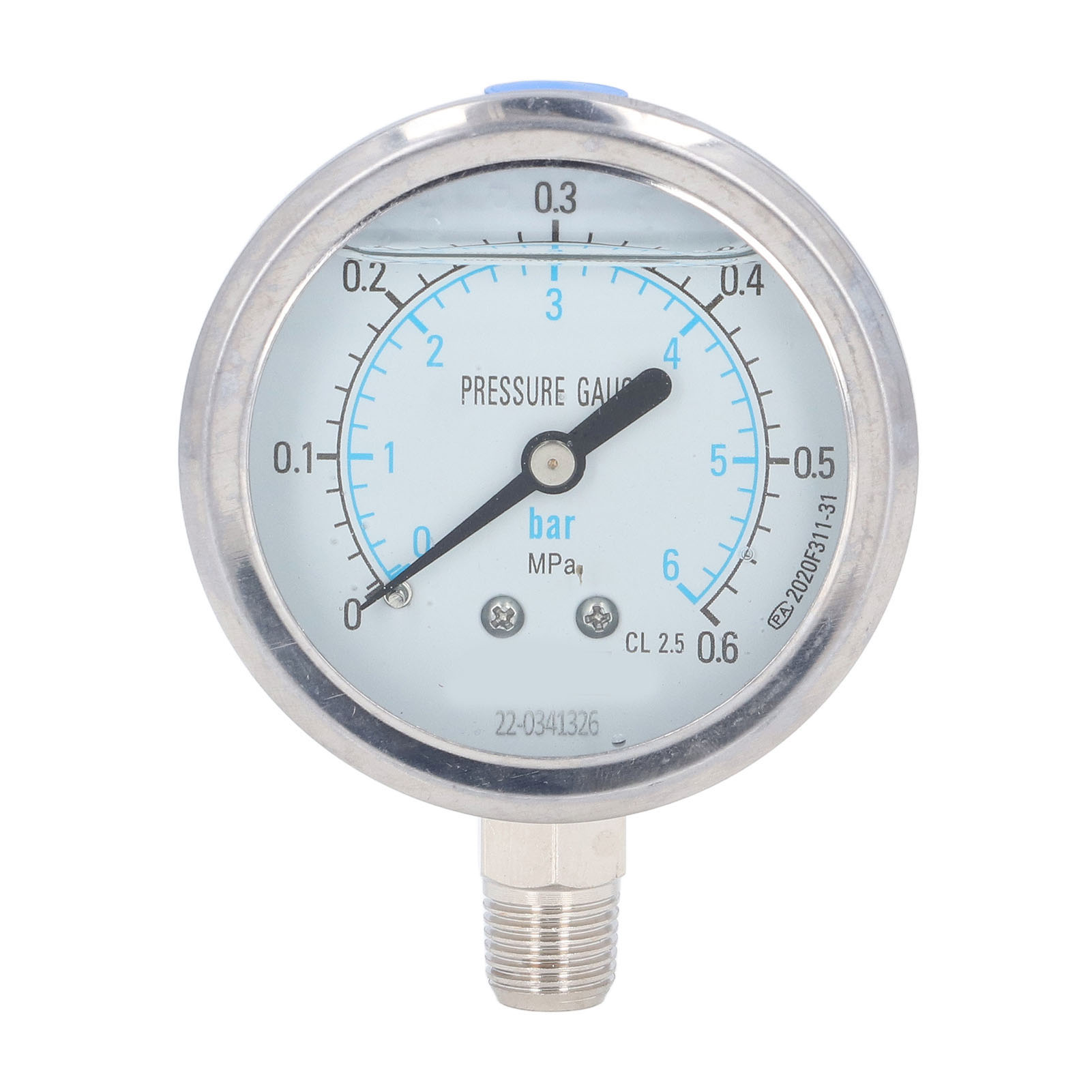 Manometer 1/4 Npt, Genauigkeitsklasse 2,5, Transparentes Zifferblatt, Vakuummanometer Mit Edelstahlgehäuse, 0 Bis 0,6 Mpa