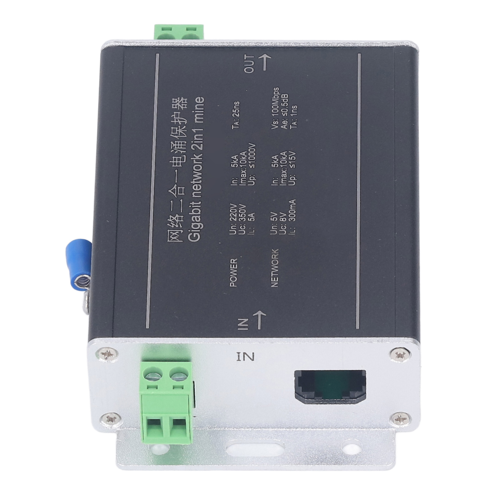 Gigabit-ethernet-überspannungsschutz 2-in-1 Blitzschutz Netzwerk-donnerableiter 100 Mbit/s 220 V Dc