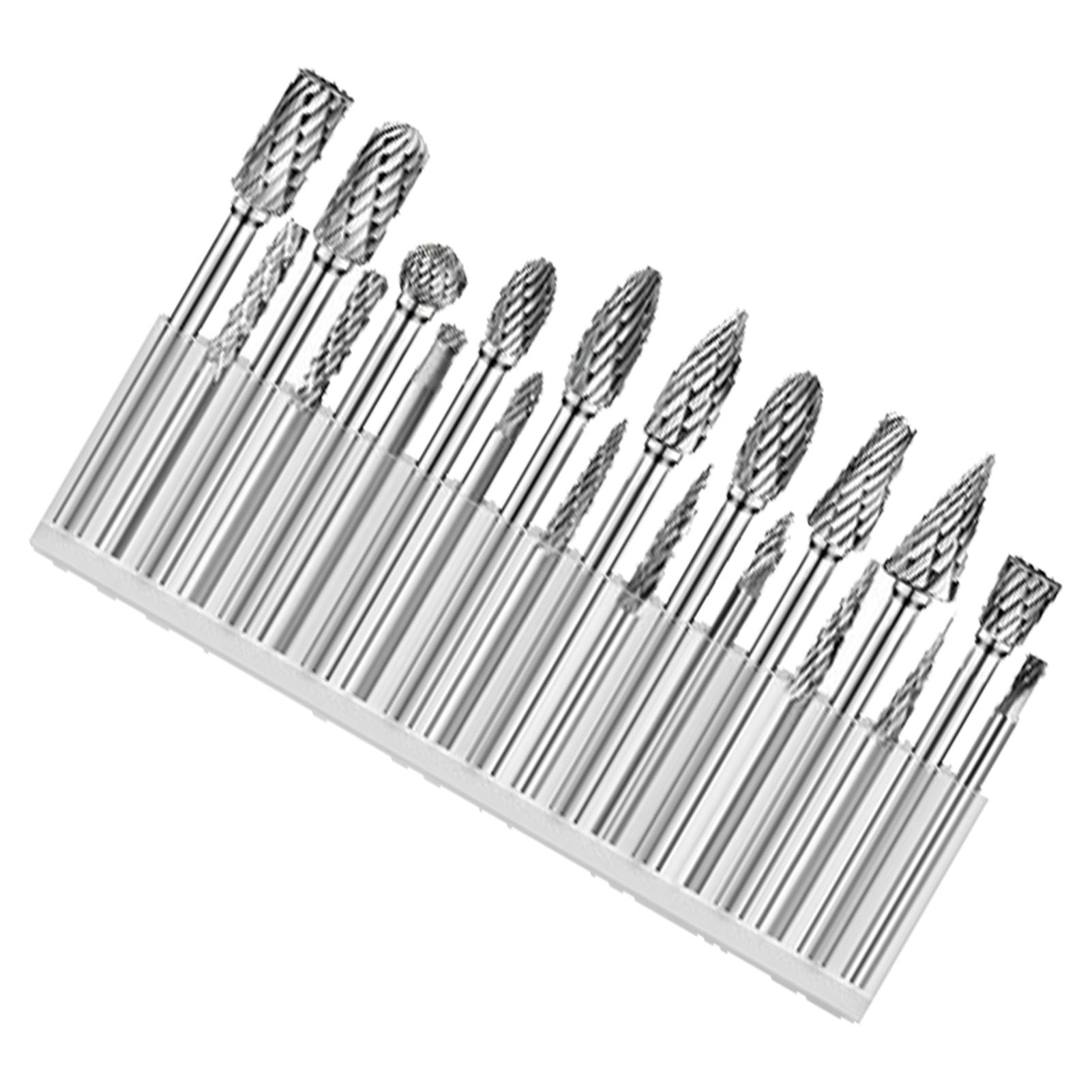 20-teiliges Set Aus Rotationsfeilen, Fräsern Und Schleifaufsätzen Aus Hartmetall Zum Anfasen Und Gravieren