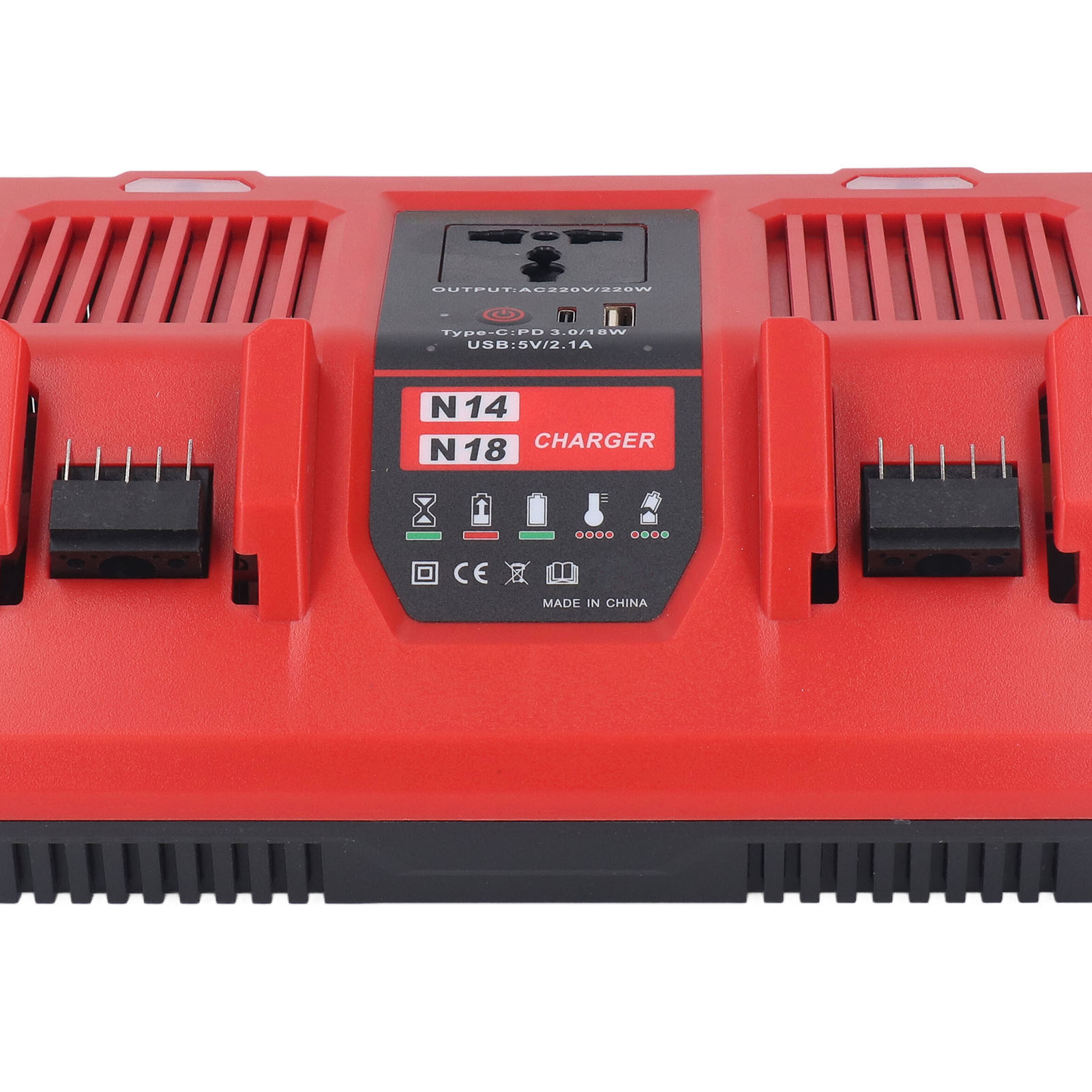 18-v-batterieladegerät Mit 2 Anschlüssen, 100–240 V Wechselstrom, 50/60 Hz Eingang, 18 V, 5,0 A Ausgang, Mit 220-v-/220-w-wechselrichter, Eu-stecker, 100–240 V