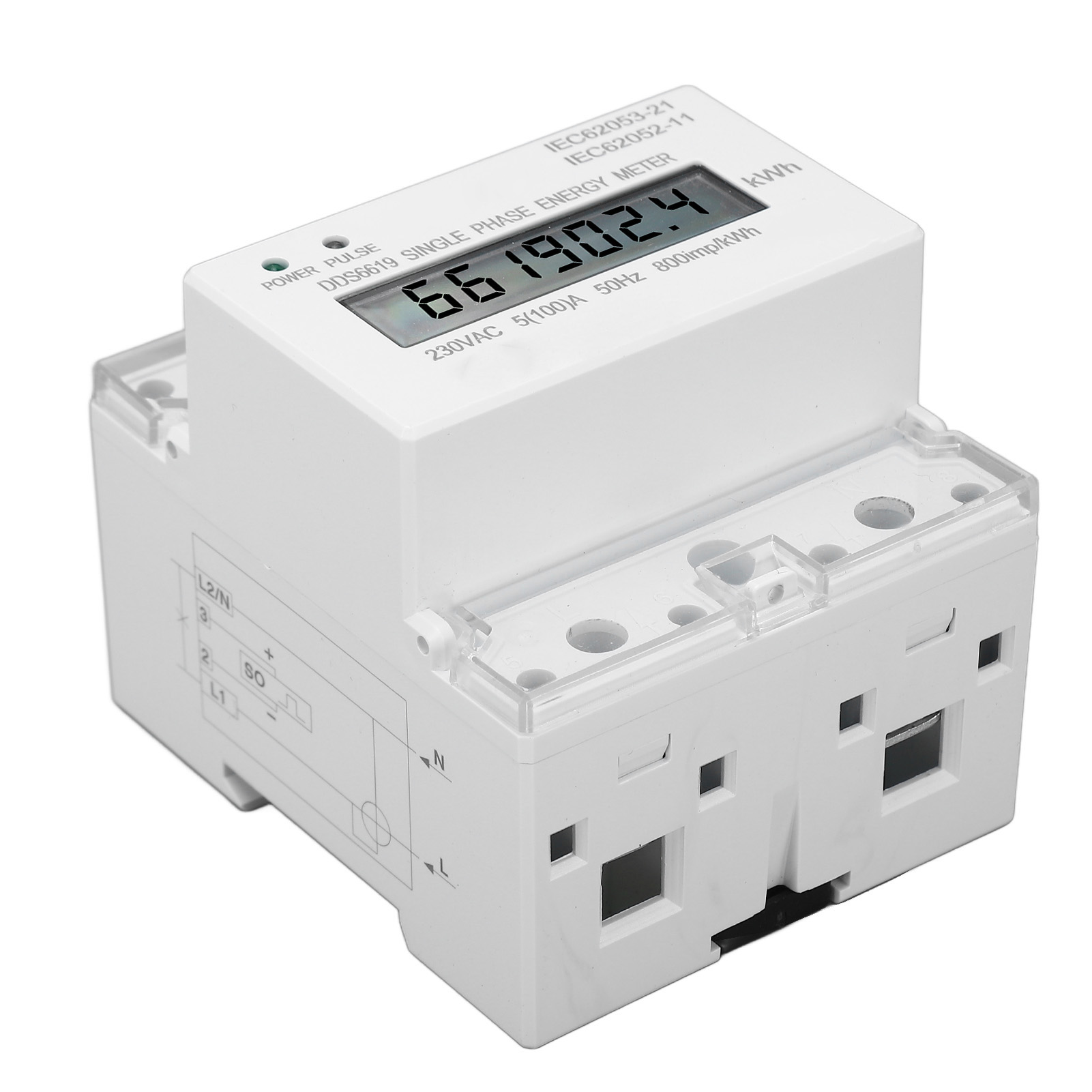 Energiezähler Für Din-schienenmontage, Einphasig, Mit Lcd-anzeige, Stromstärke (kwh), Geeignet Für Haushalt, Krankenhaus, Hotel, 230 V Ac, 50 Hz
