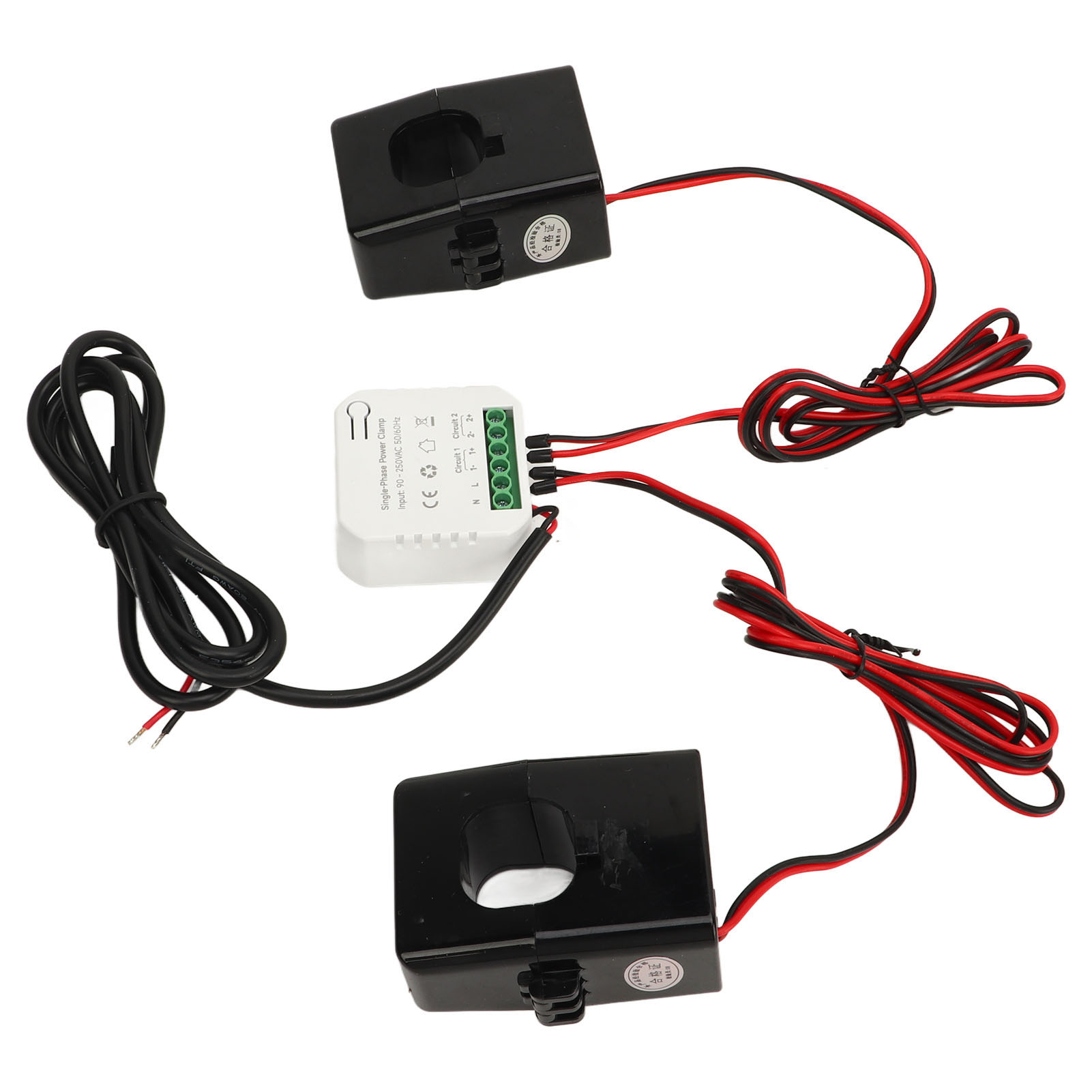Intelligenter Wlan-energiemonitor, Einphasiger Stromzähler Mit Stromzange Und Zwei 200-act-stromwandlern (90–250 V Ac)