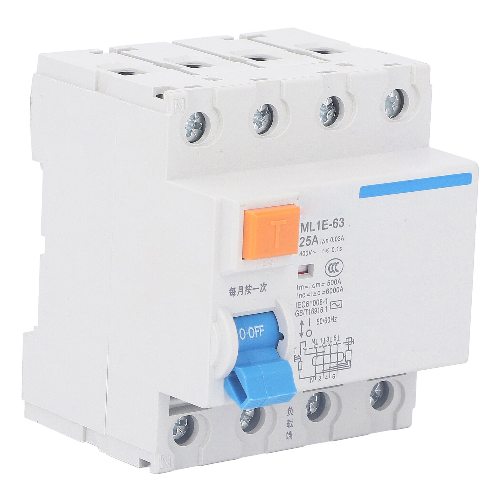 Leitungsschutzschalter (fehlerstromschutzschalter) Mit Überstromschutz, 3p+n, 25 A, 400 V