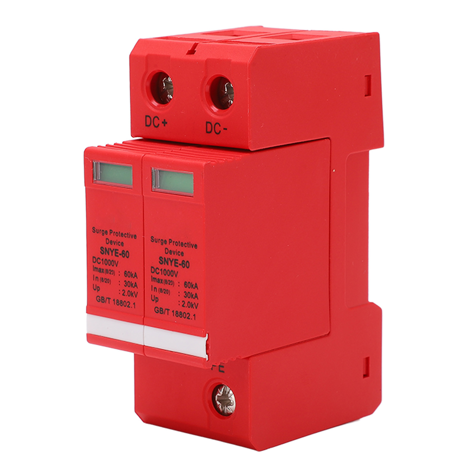 Überspannungsschutzgerät Für Photovoltaikanlagen, Dc 1000 V, 60 Ka, Verteilerkasten, Orange/rot, 2-polig