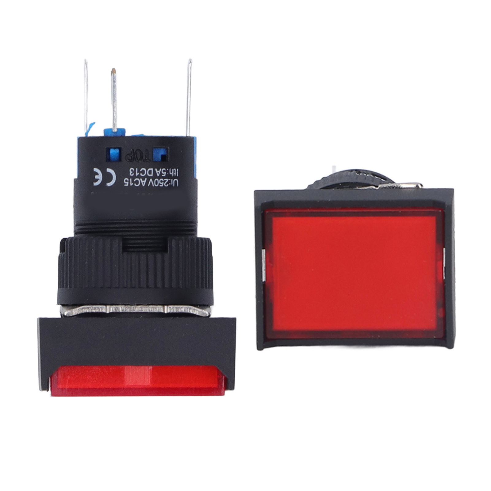 25 Stück Momentan-drucktaster, Selbstverriegelnd, Rechteckig Mit Leuchte, 12 V, Bemla1611dsj, 16 Mm (rot)